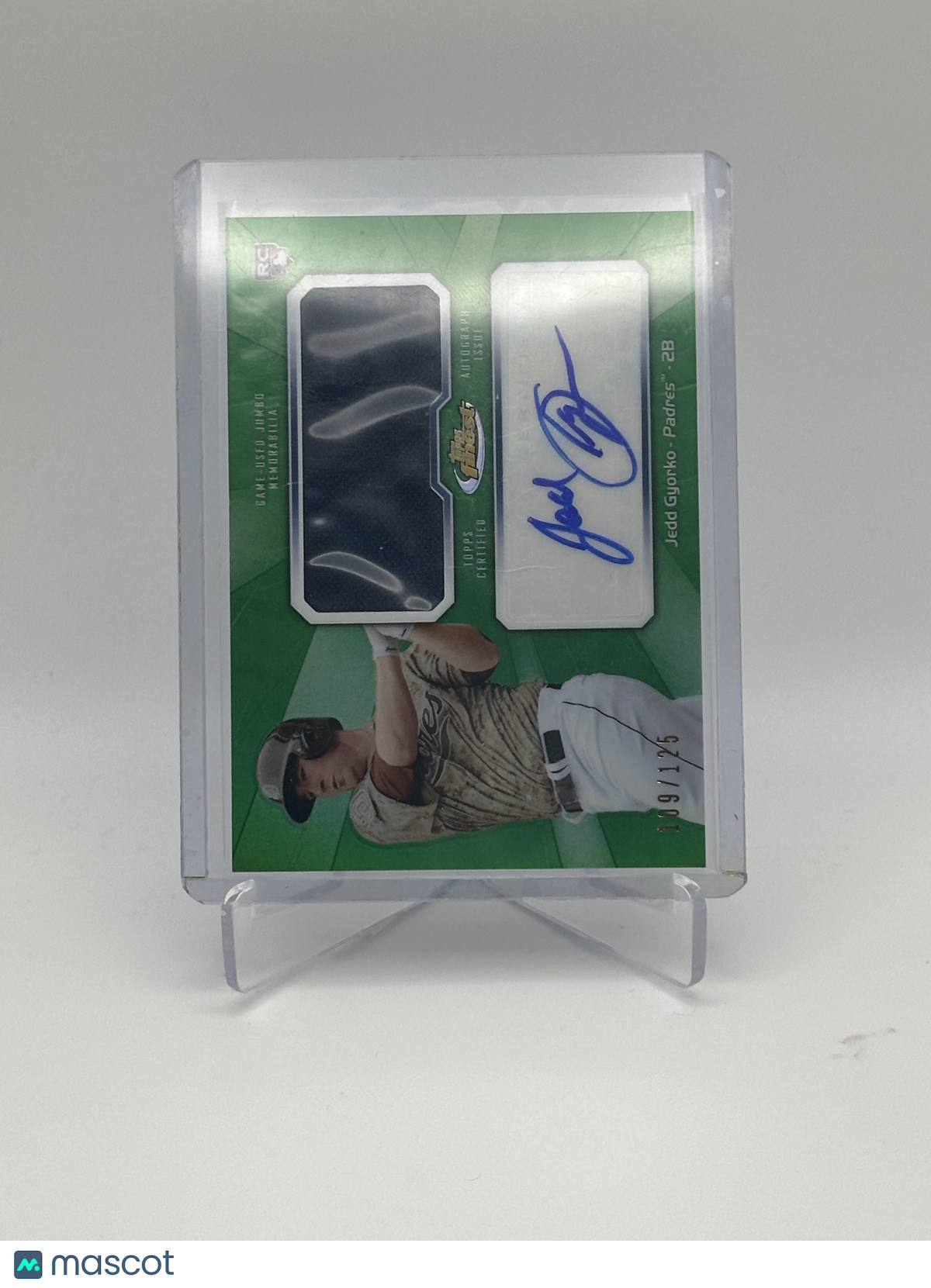 2013 TOPPS FINEST JEDD GYORKO GREEN REFRACTOR ROOKIE PATCH AUTO /125