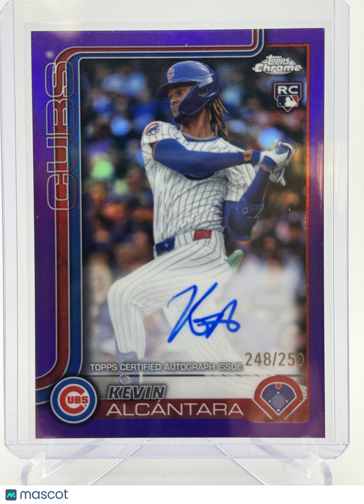 2025 TOPPS CHROME KEVIN ALCANTARA RC AUTO PURPLE REFRACTOR /250
