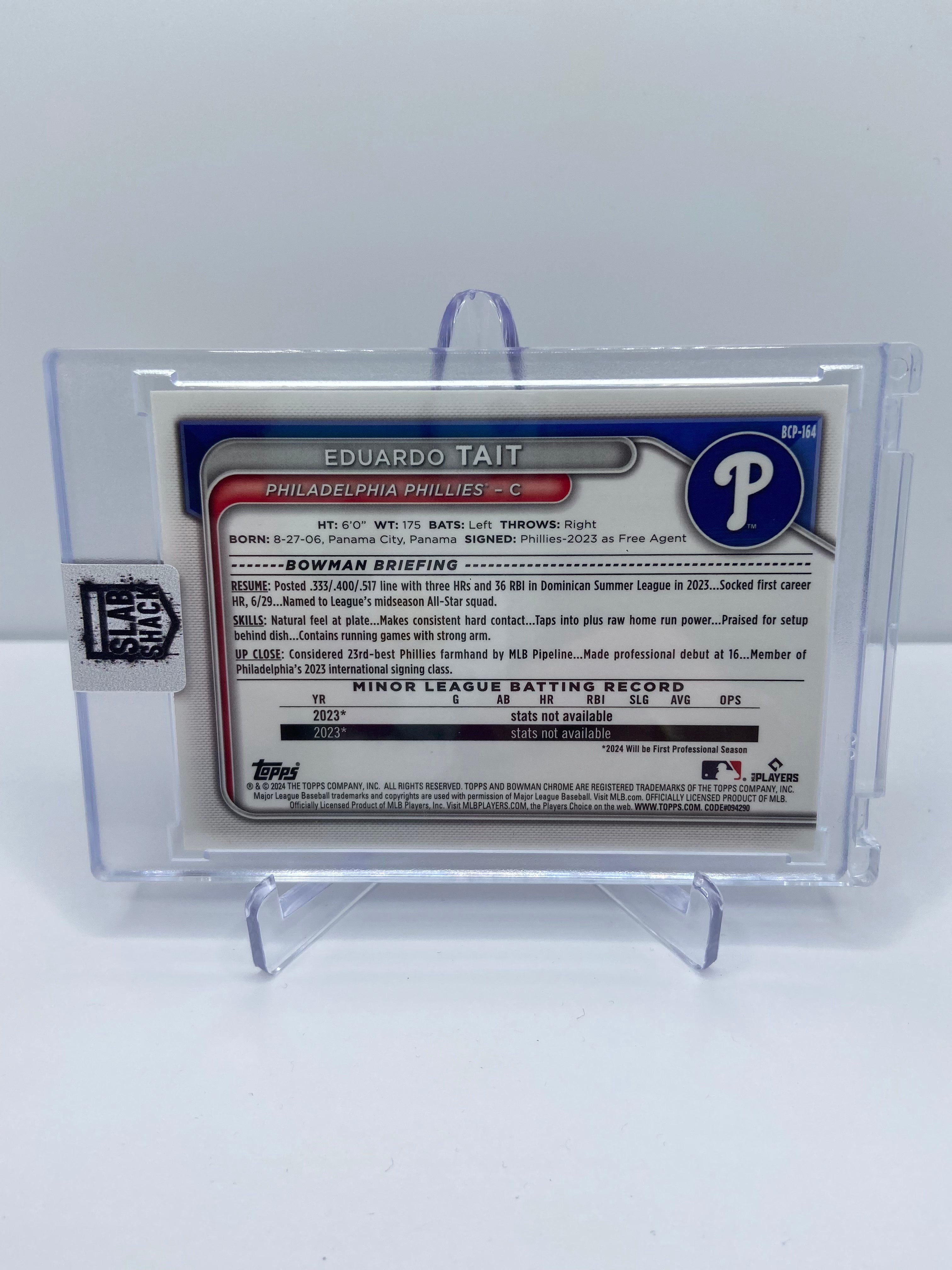 2025 BOWMAN MEGA BOX EDUARDO TAIT 1ST CHROME PROSPECT PURPLE MOJO REFRACTOR /250