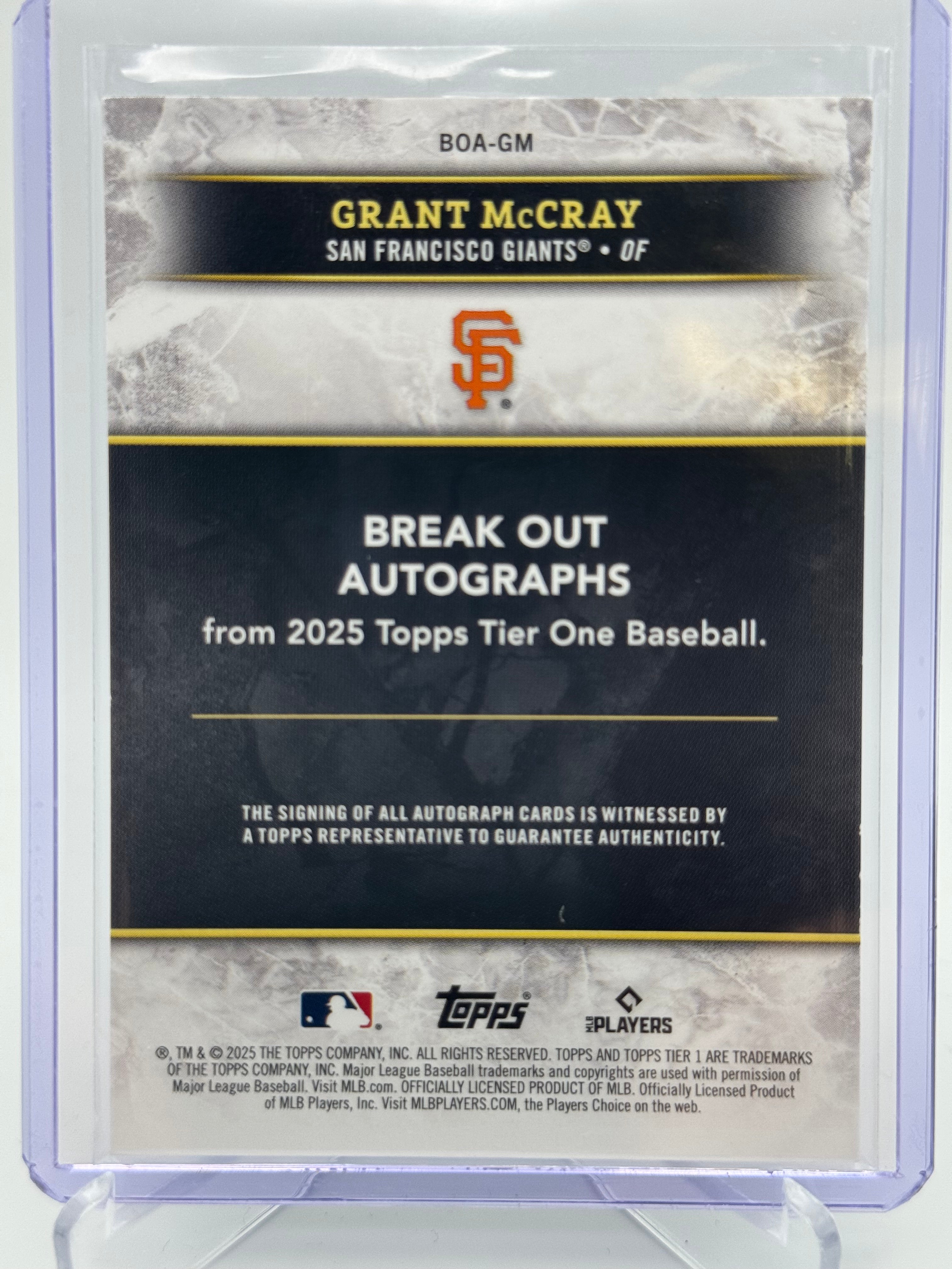 2025 TOPPS TIER ONE GRANT MCCRAY BREAK OUT AUTO RC GREEN /49