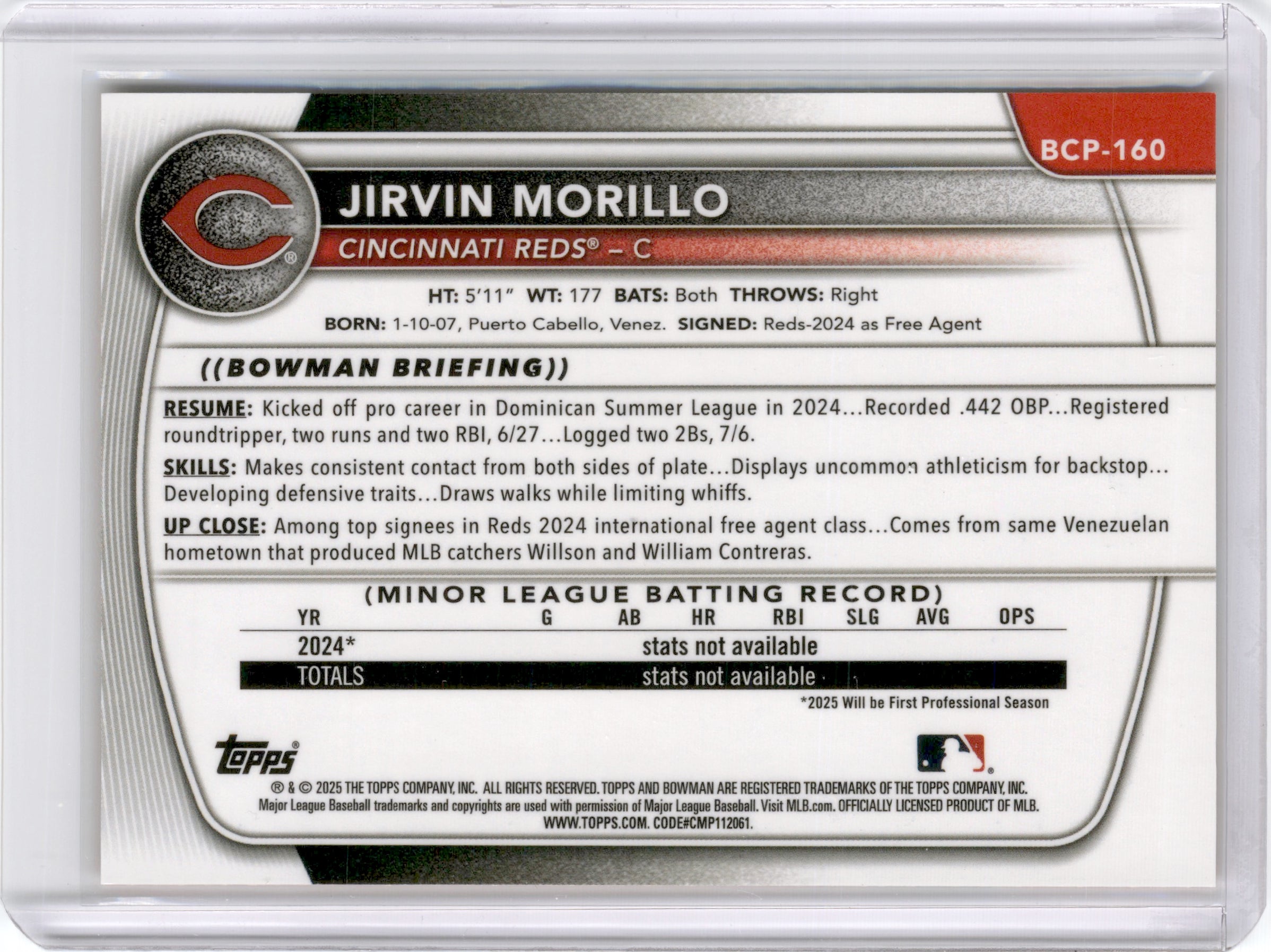 2025 BOWMAN CHROME JIRVIN MORILLO 1ST BOWMAN ORANGE SHIMMER REFRACTOR /25