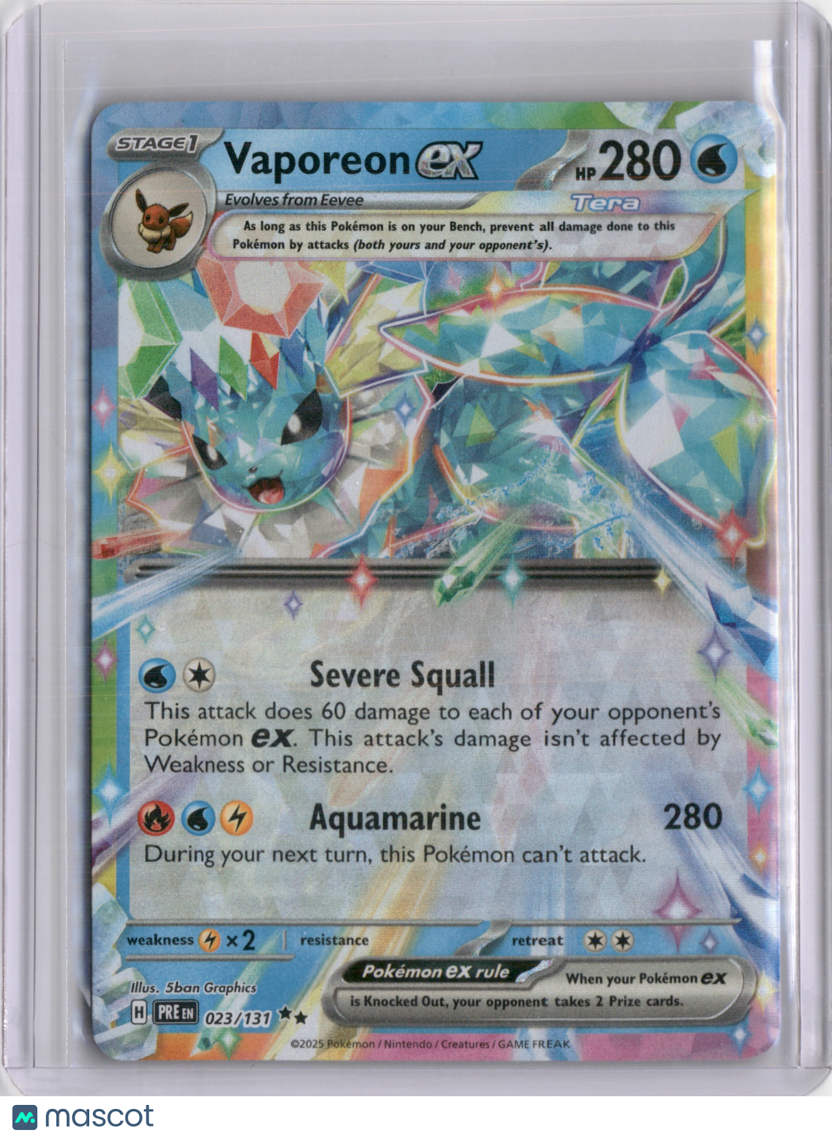 2025 PRISMATIC EVOLUTIONS VAPOREON EX (B) DOUBLE RARE #023/131