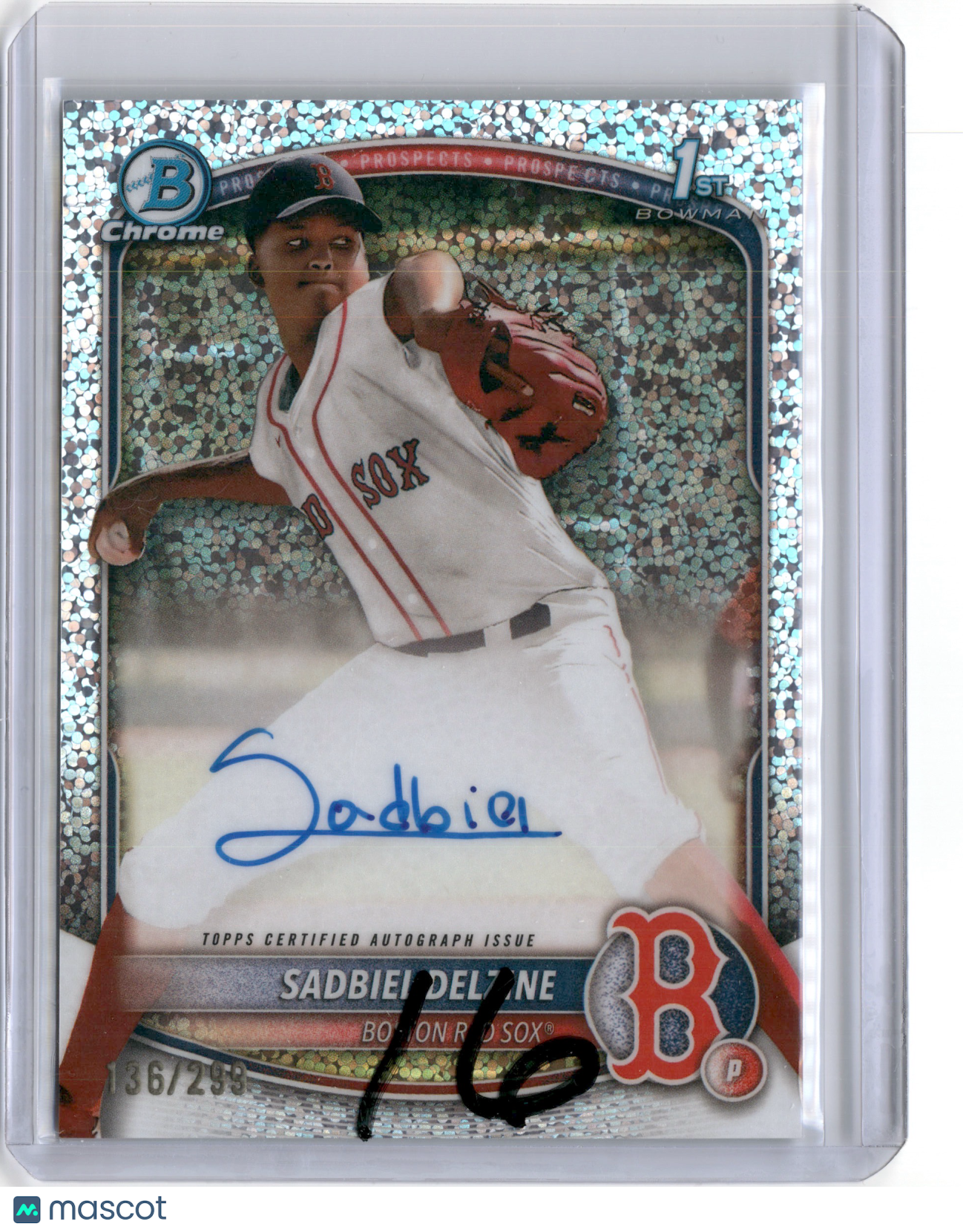 2025 BOWMAN CHROME 1ST SADBIEL DELZINE SPECKLE REFRACTOR AUTO /299