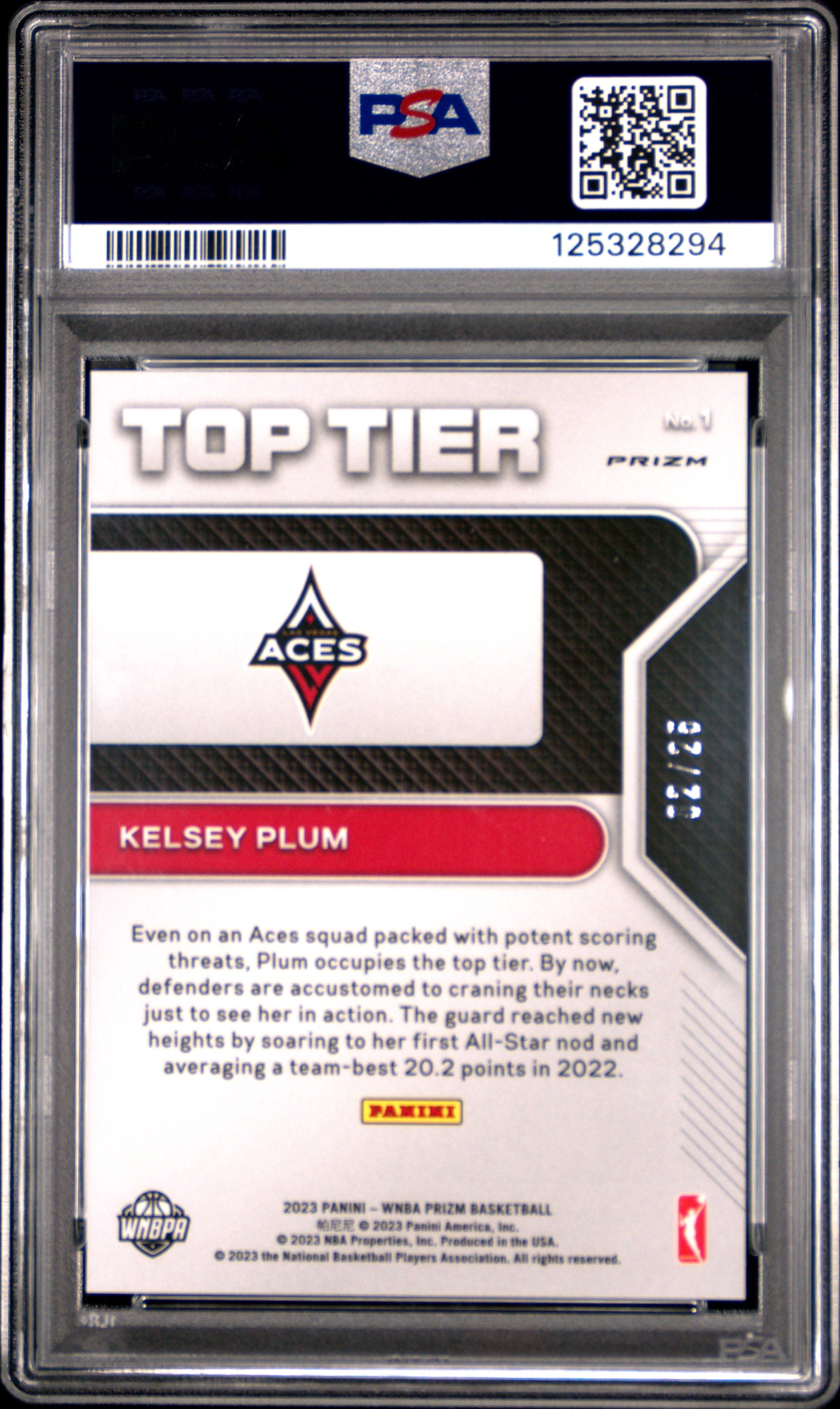 2023 Panini Prizm WNBA Top Tier 1 Kelsey Plum Mojo /25