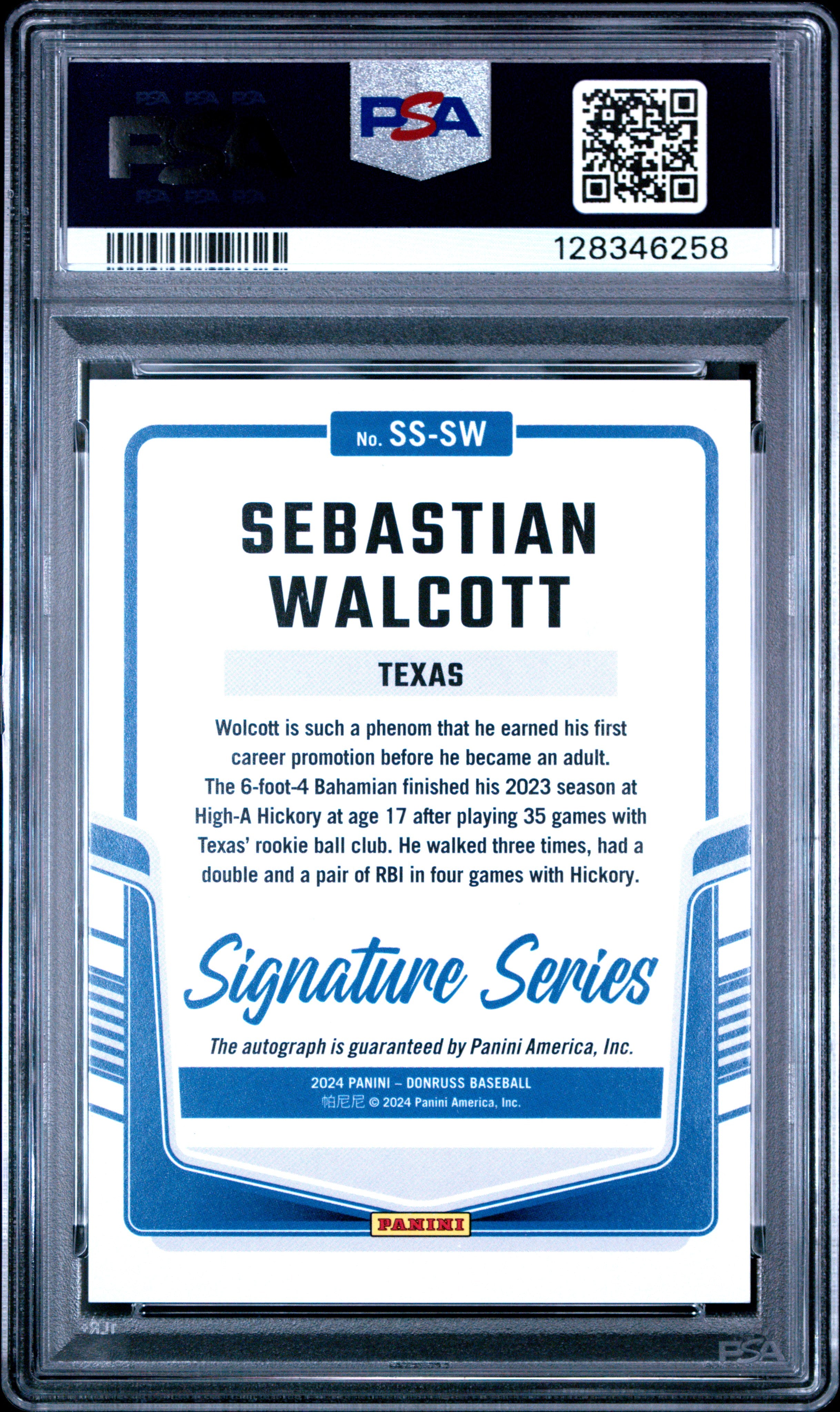 2024 Panini Donruss Signature Series Sebastian Walcott #SSSW PSA 10
