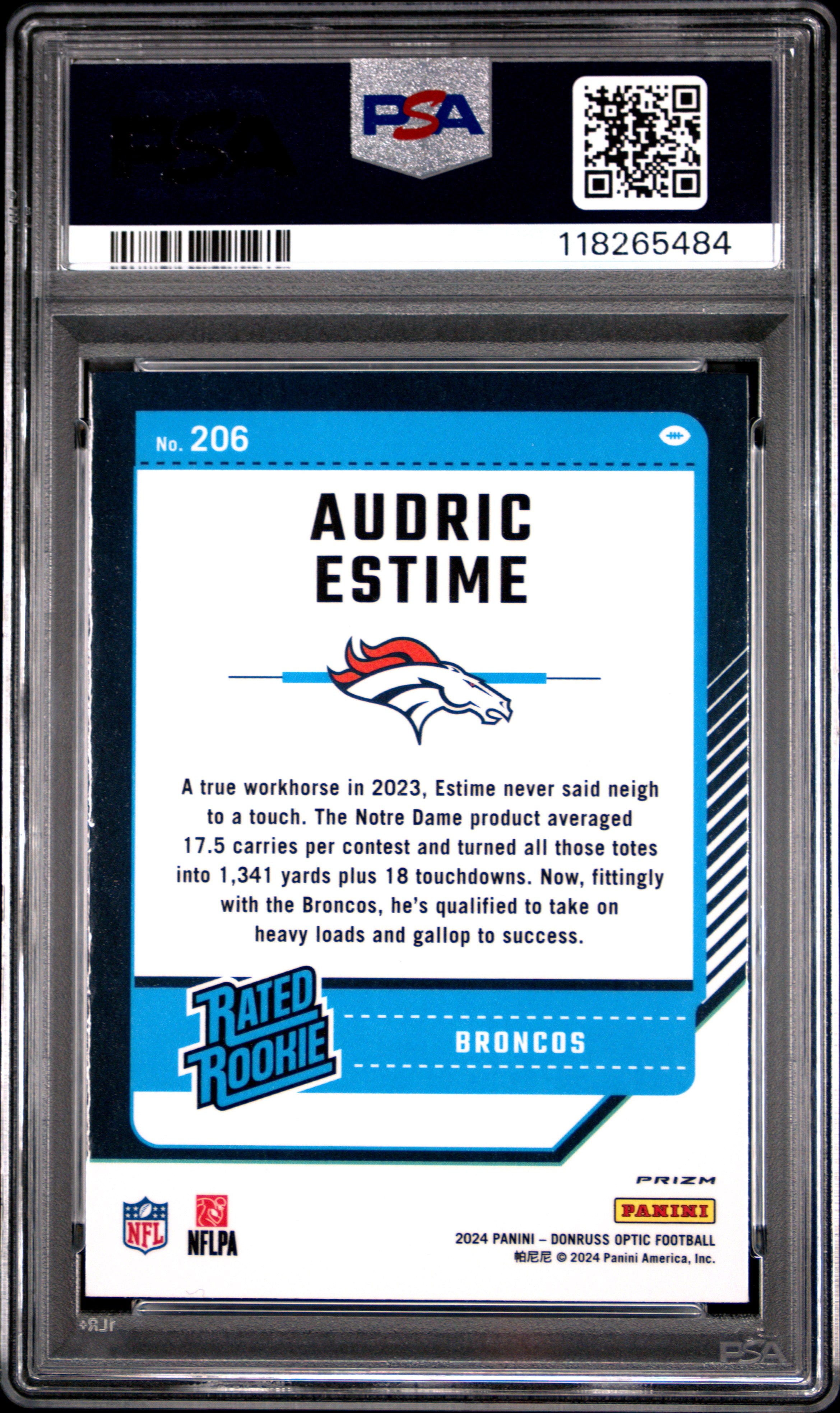 2024 Panini Donruss Optic Audric Estime #206 Blue Scope PSA 9