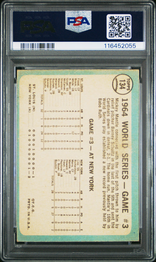 1965 Topps World Series Game 3 #134 Mantle's Clutch HR PSA 5