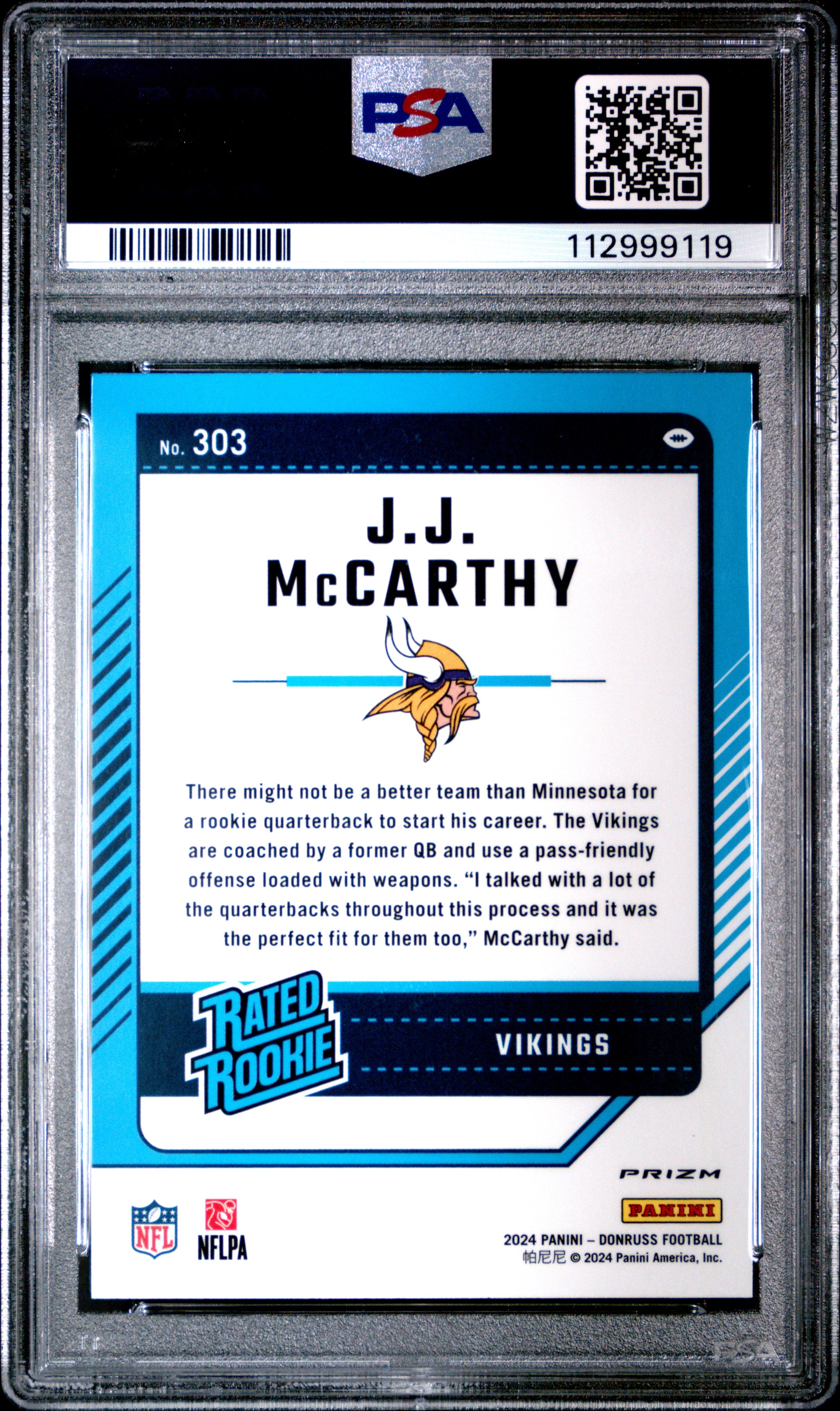 2024 DONRUSS JJ MCCARTHY OPTIC PREVIEW RED WAVE ROOKIE RC