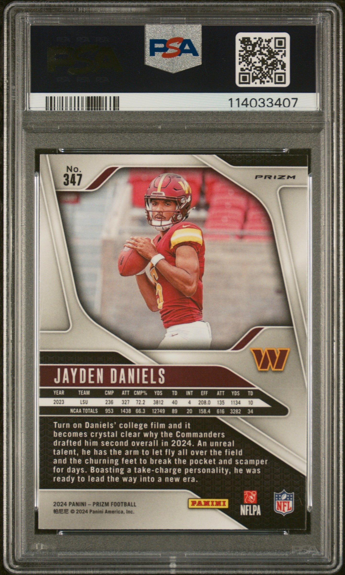 2024 Panini Prizm Jayden Daniels #347 Lazer PSA 9