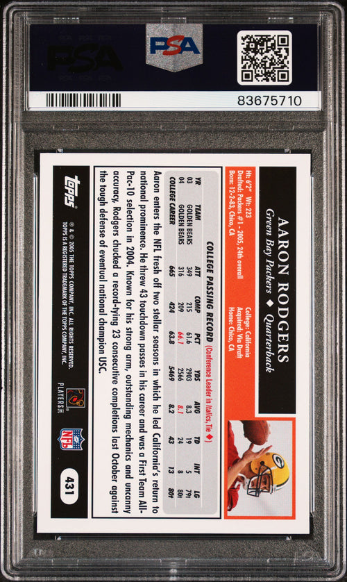 2005 Topps Aaron Rodgers #431 PSA 5