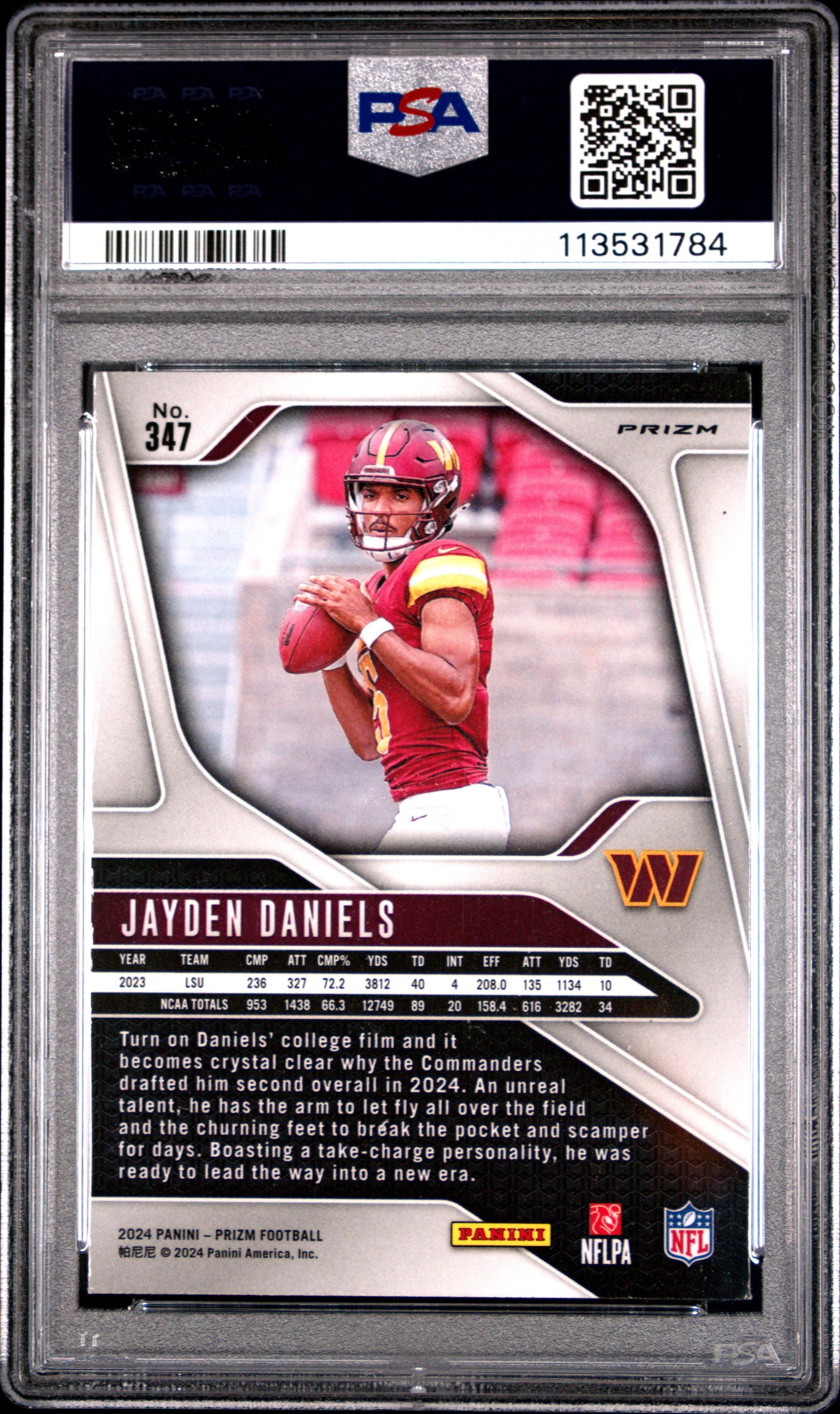 2024 Panini Prizm Jayden Daniels #347 Neon Green Pulsar PSA 9