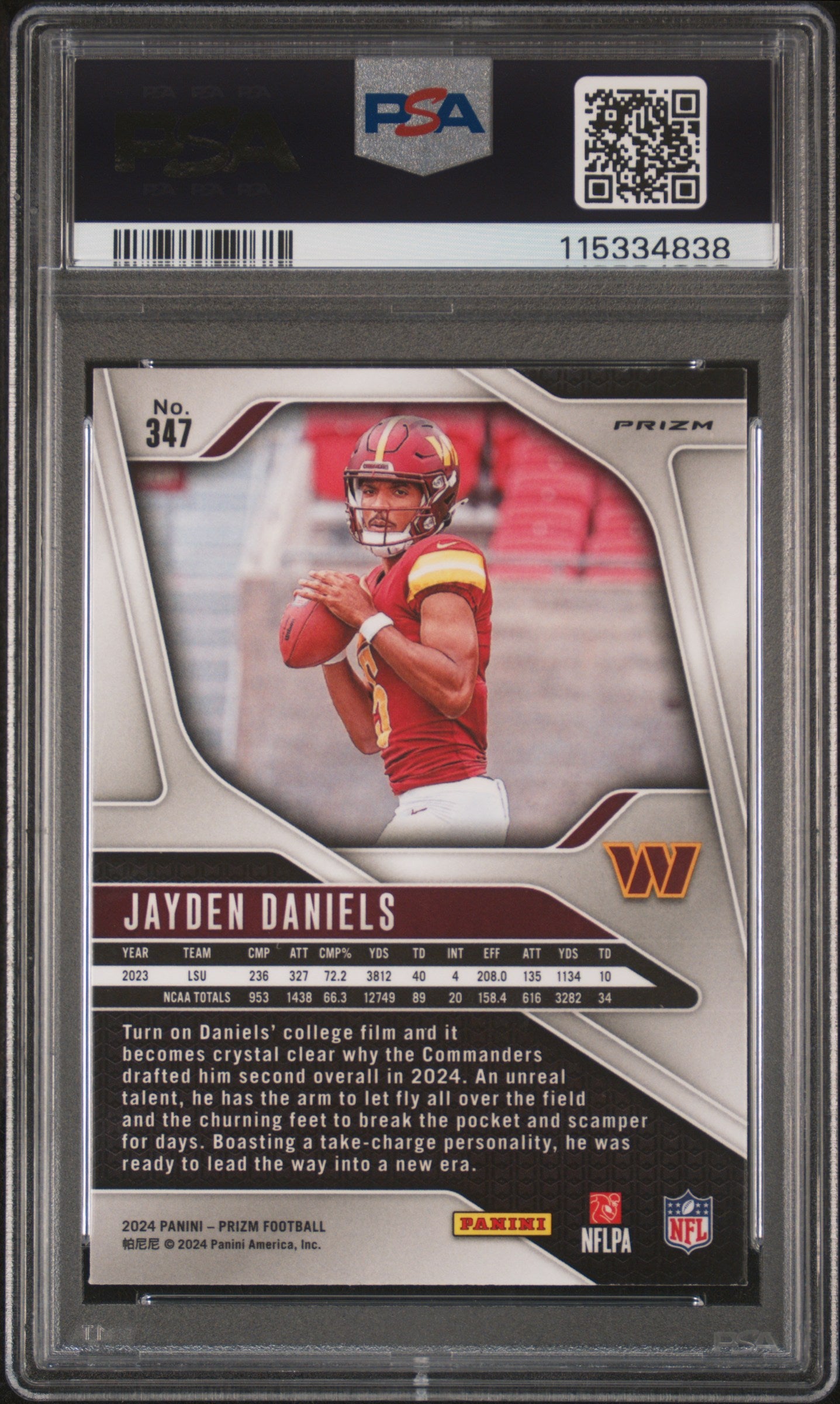 2024 Panini Prizm Jayden Daniels #347 Lazer PSA 9