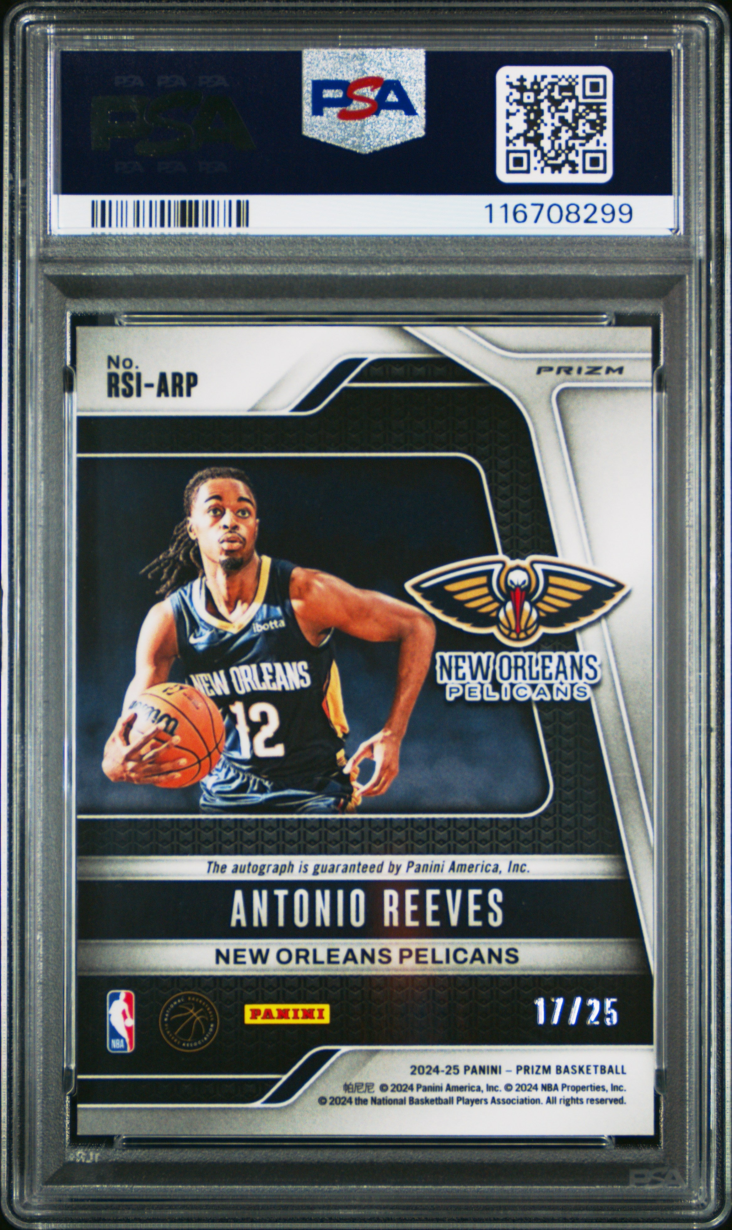 2024 PRIZM ANTONIO REEVES ROOKIE SIGNATURES MOJO /25