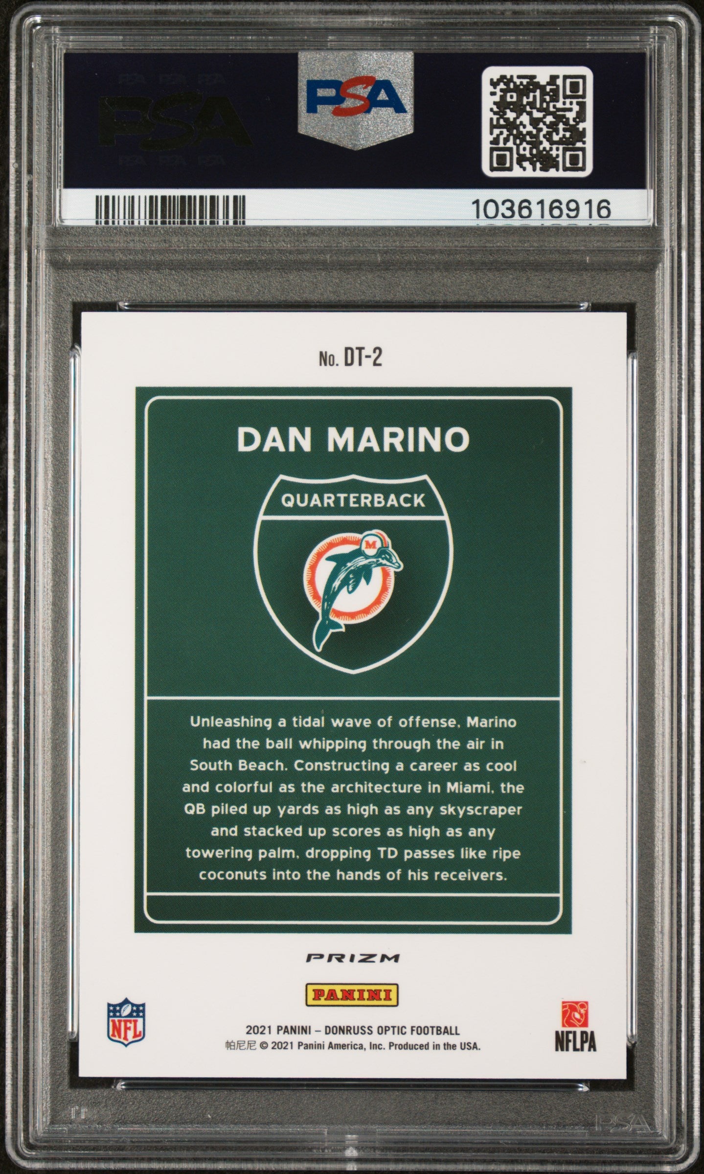 2021 Panini Donruss Optic Downtown Dan Marino #DT2 PSA 10