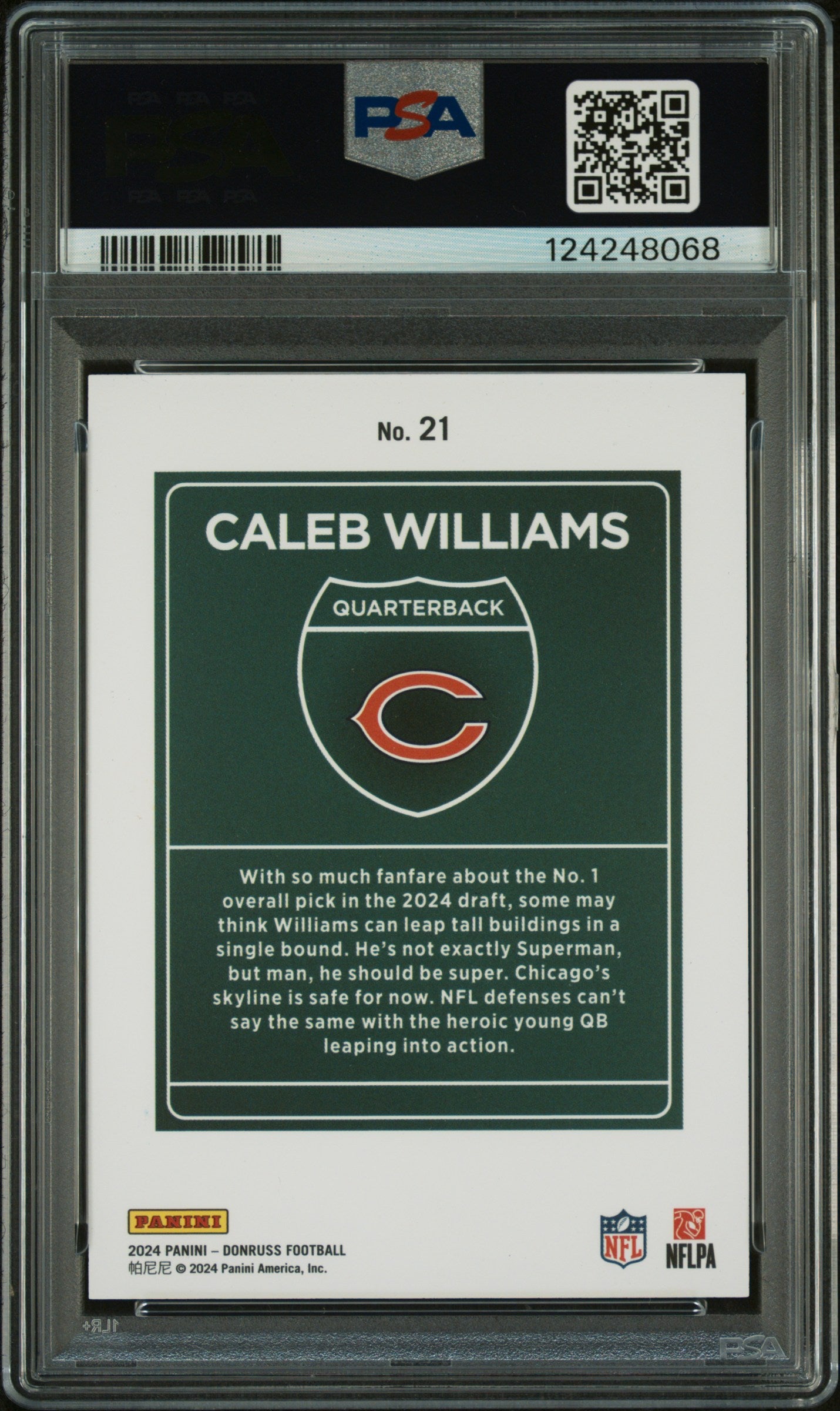2024 Panini Donruss Downtown! Caleb Williams #21 PSA 9