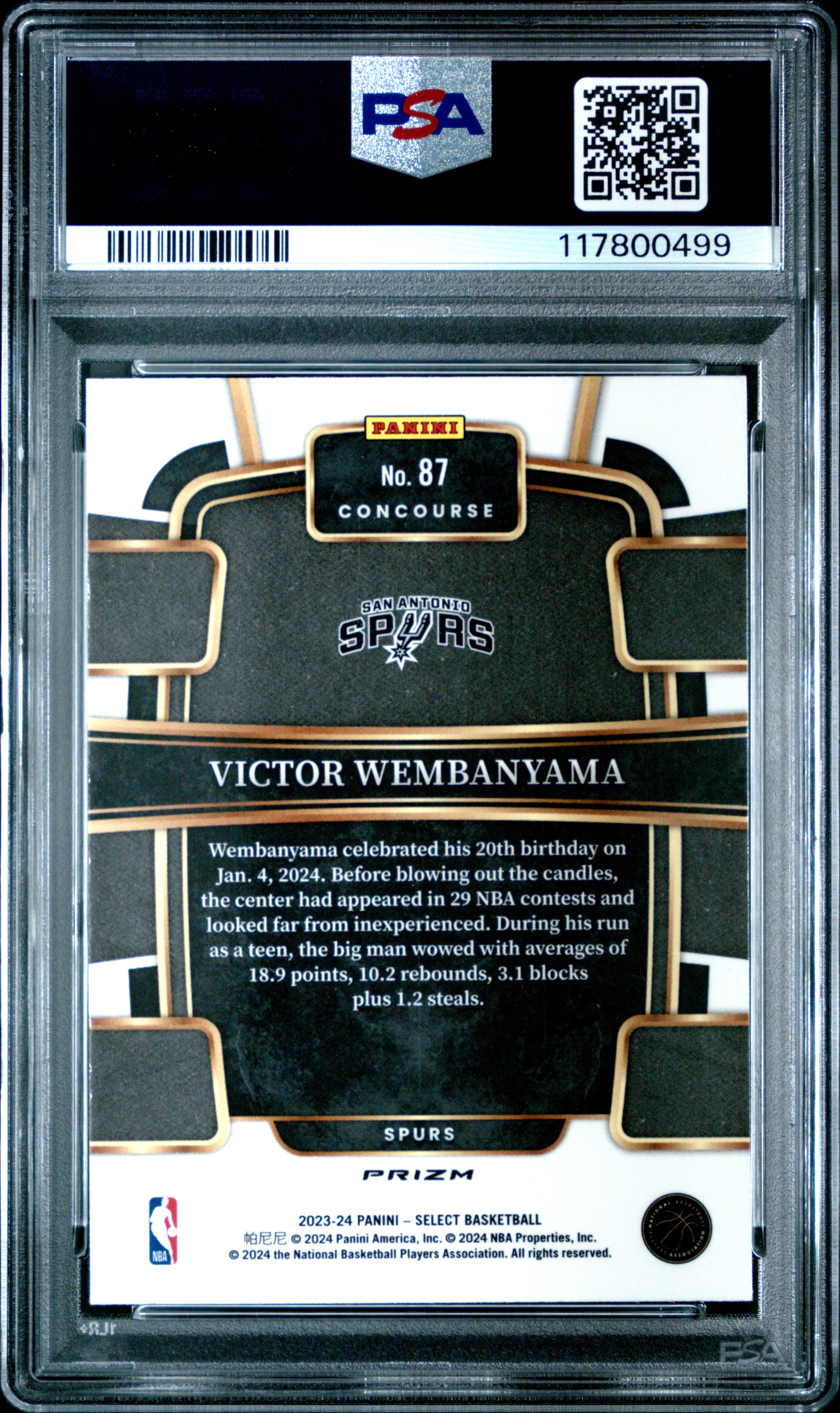 2023 Panini Select Victor Wembanyama #87 Tectonic PSA 10