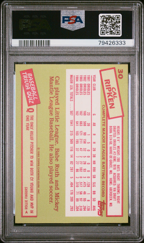 1985 Topps Tiffany Cal Ripken JR. #30 PSA 9