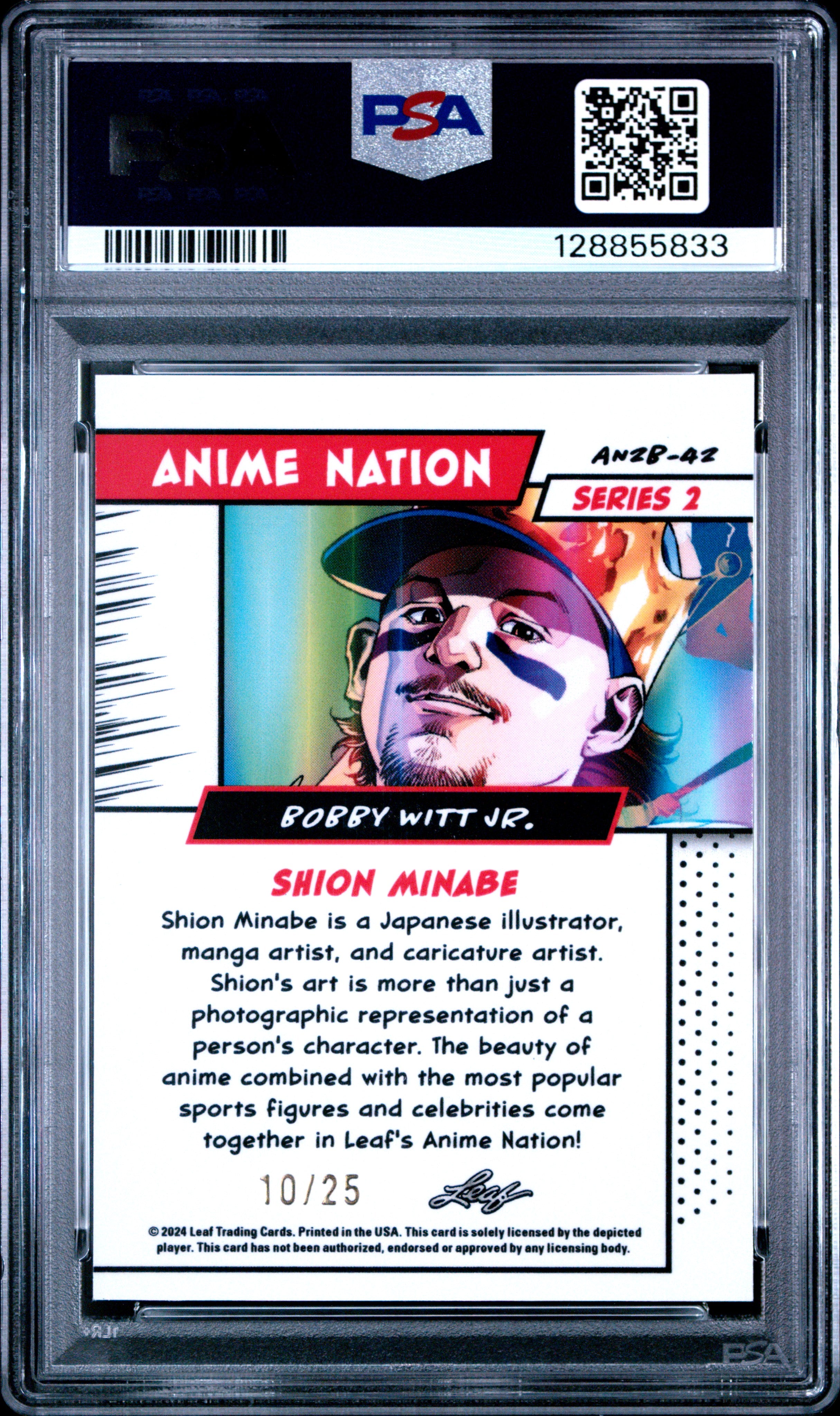2025 Leaf Web Exclusives Bobby Witt JR. #42 Anime Nation Series 2 Red PSA 10