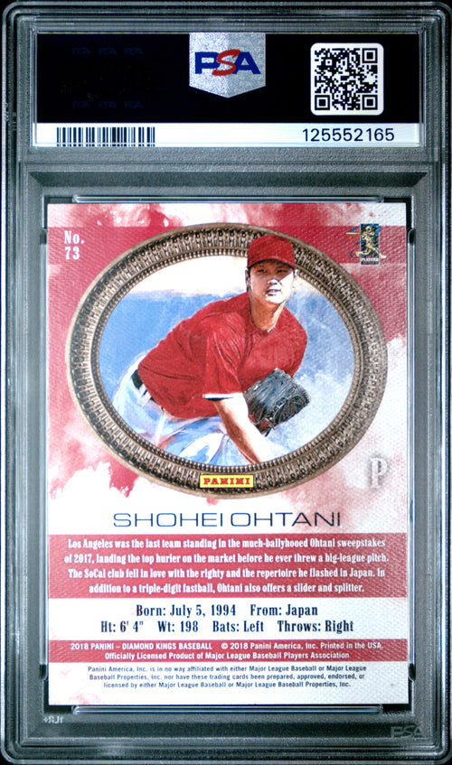 2018 Panini Diamond Kings Shohei Ohtani #73 Pitching No Pinstripe PSA 10