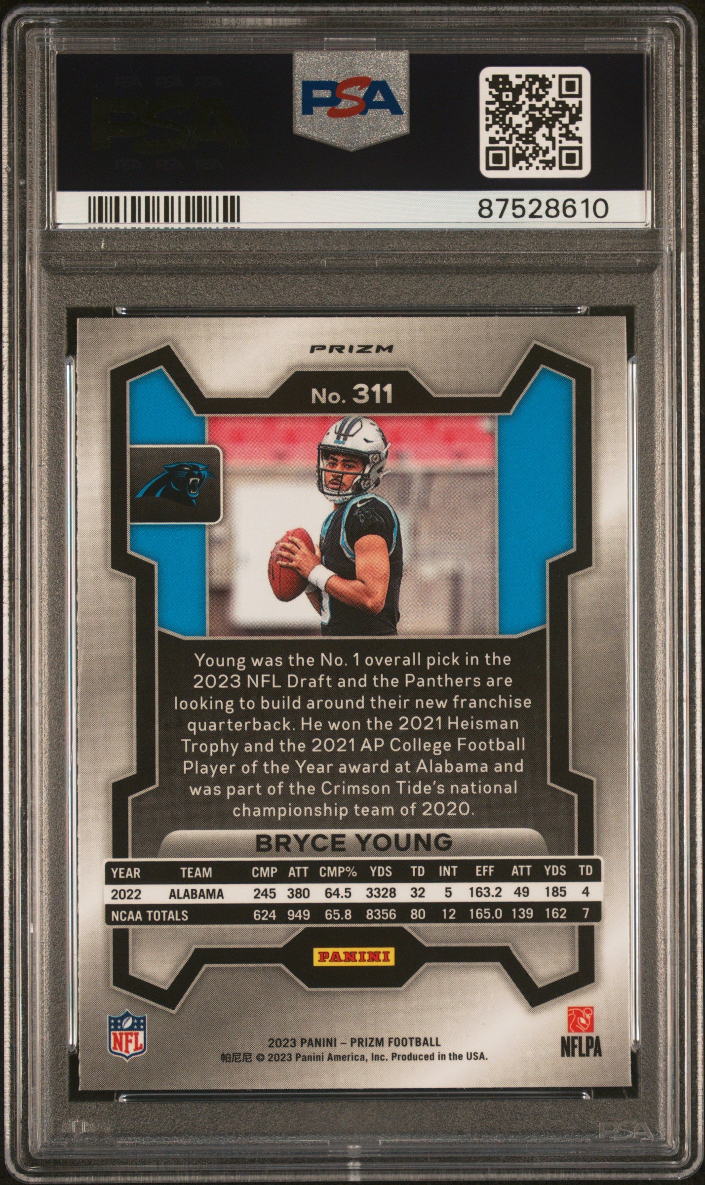 2023 Panini Prizm Bryce Young #311 Green PSA 10
