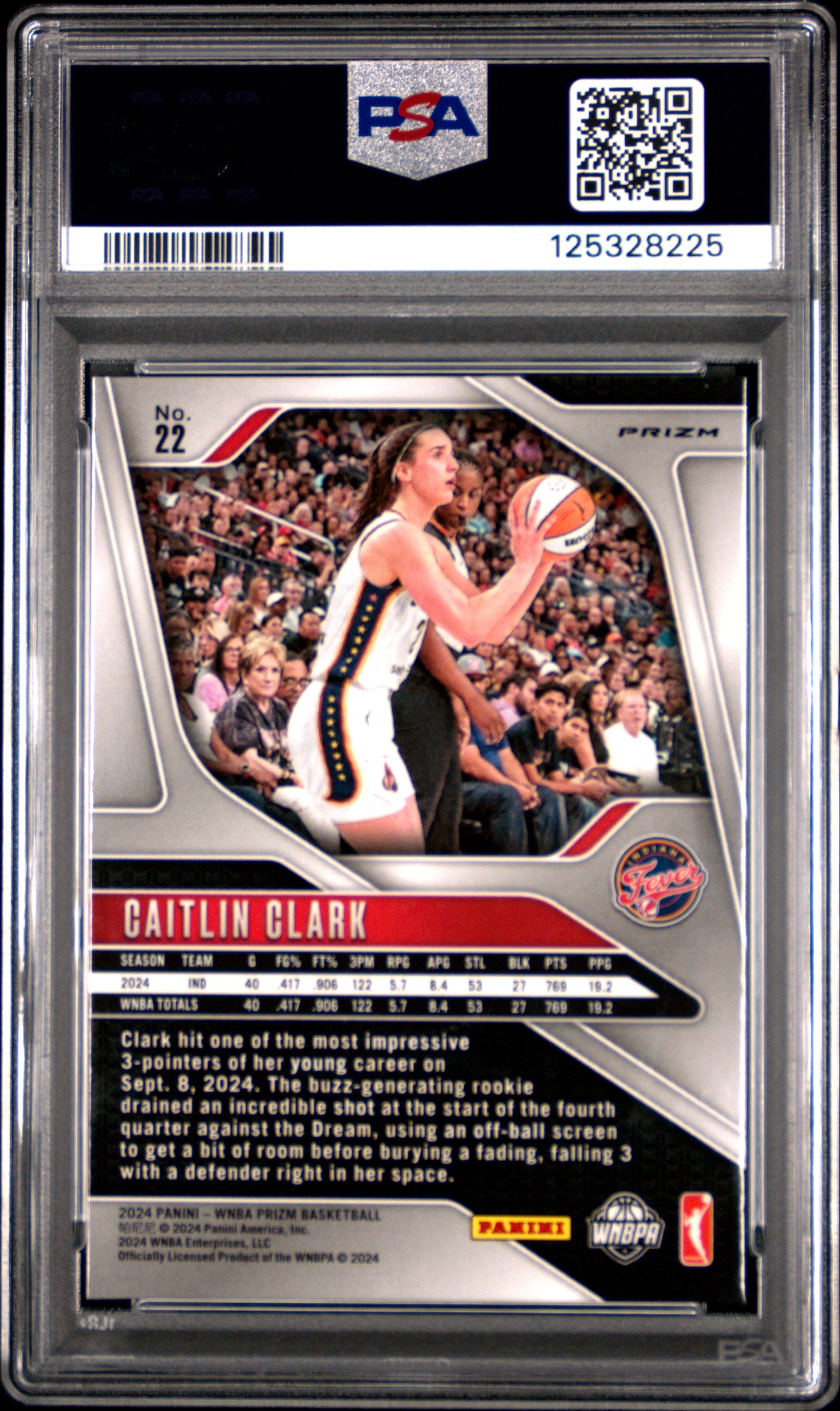 2024 Panini Prizm WNBA Caitlin Clark #22 Ice PSA 8