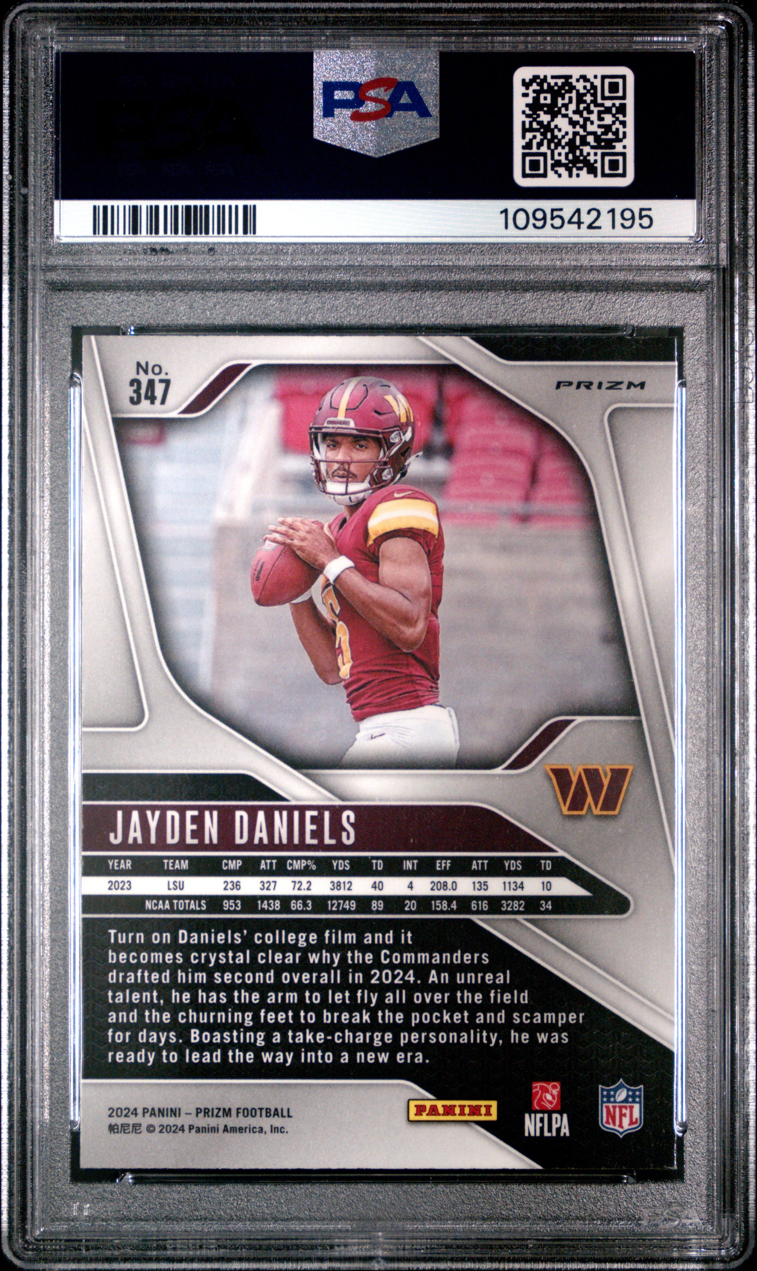 2024 Panini Prizm Jayden Daniels #347 Neon Green Pulsar PSA 9
