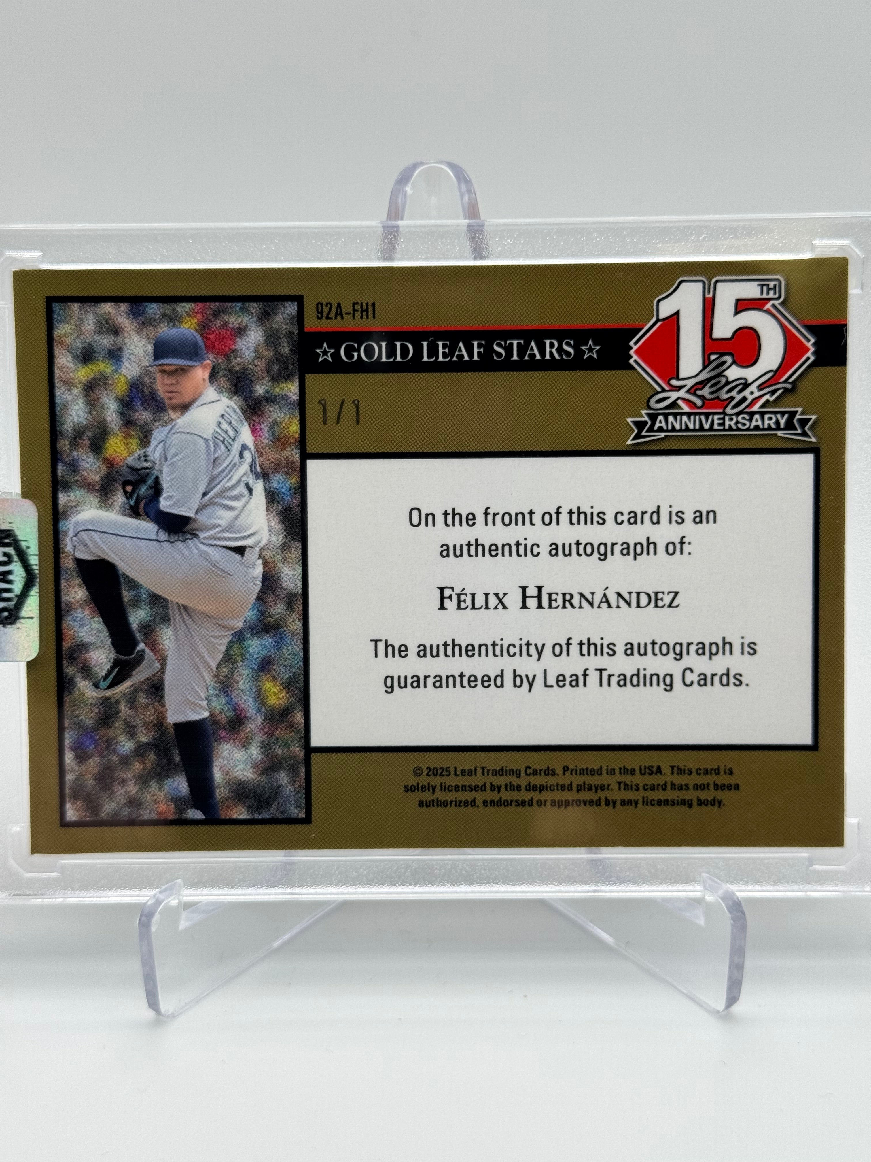 2025 LEAF 15TH ANNIVERSARY FELIX HERNANDEZ GOLD SHIMMER 1/1 AUTO