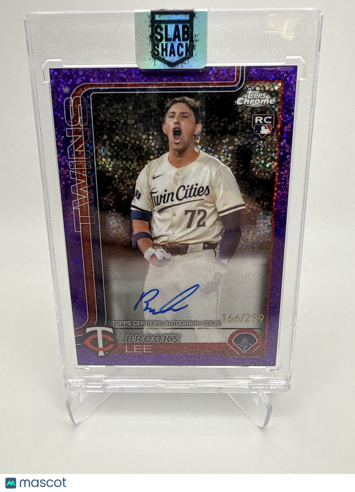 2025 TOPPS CHROME BROOKS LEE PURPLE SPECKLE REFRACTOR AUTO /299 RC