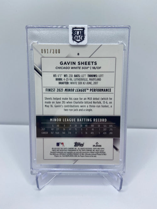 2022 TOPPS FINEST GAVIN SHEETS SKY BLUE REFRACTOR /300 RC WHITE SOX