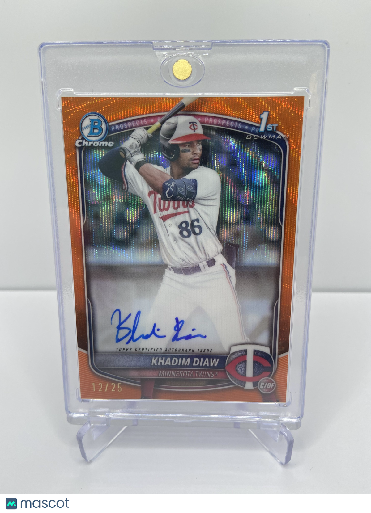 2025 BOWMAN KHADIM DIAW ORANGE WAVE 12/25 1ST CHROME PROSPECT AUTO RC