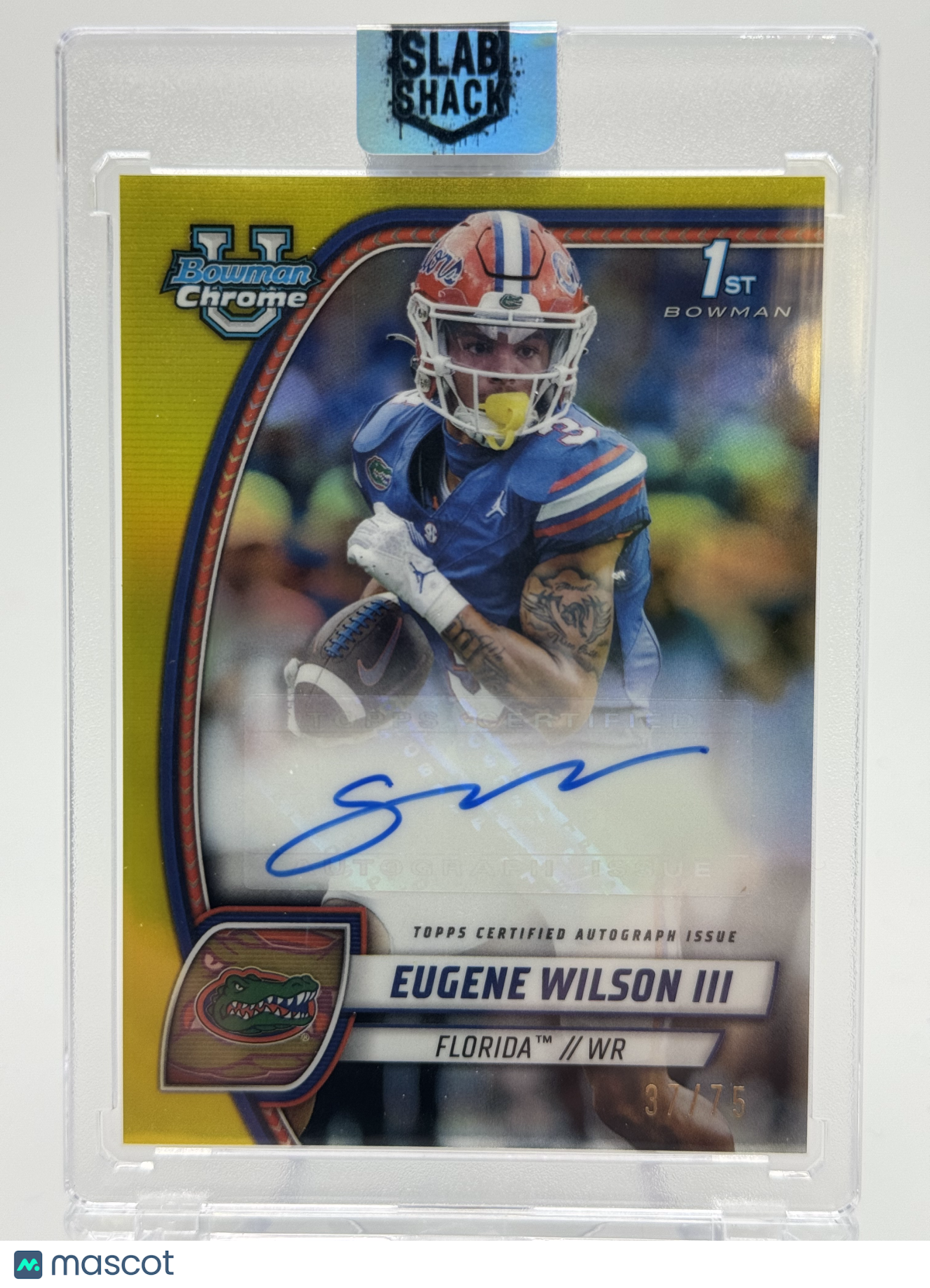 2024 BOWMAN CHROME UNIVERSITY EUGENE WILSON YELLOW AUTO /75