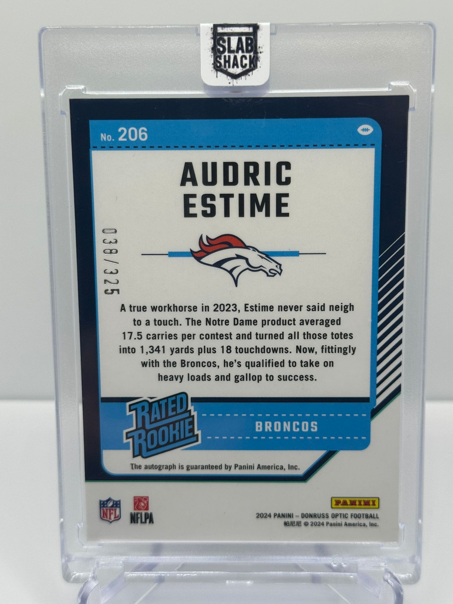 2024 PANINI DONRUSS OPTIC AUDRIC ESTIME RATED ROOKIE AUTO /325 RC  BRONCOS