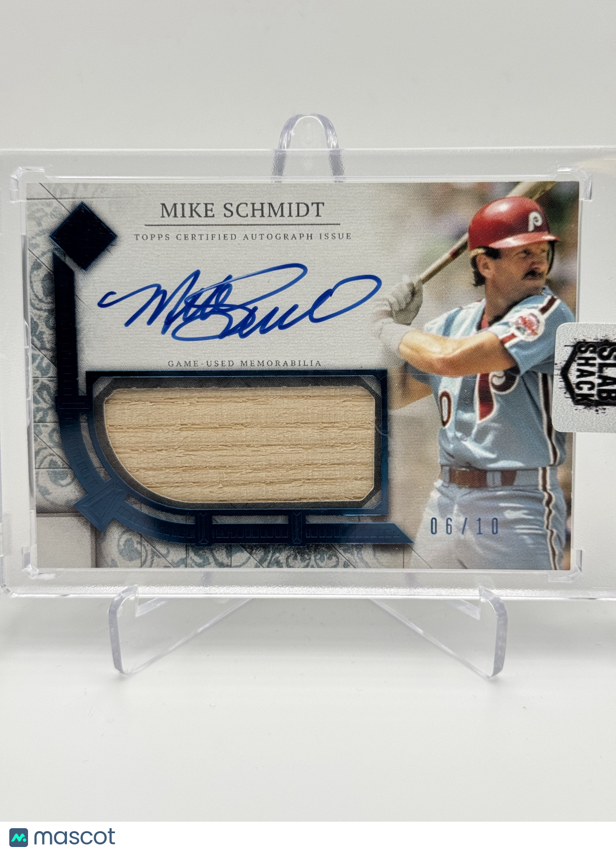 2024 TOPPS TRANSCENDENT MIKE SCHMIDT PATCH AUTO BLUE /10 BAT RELIC