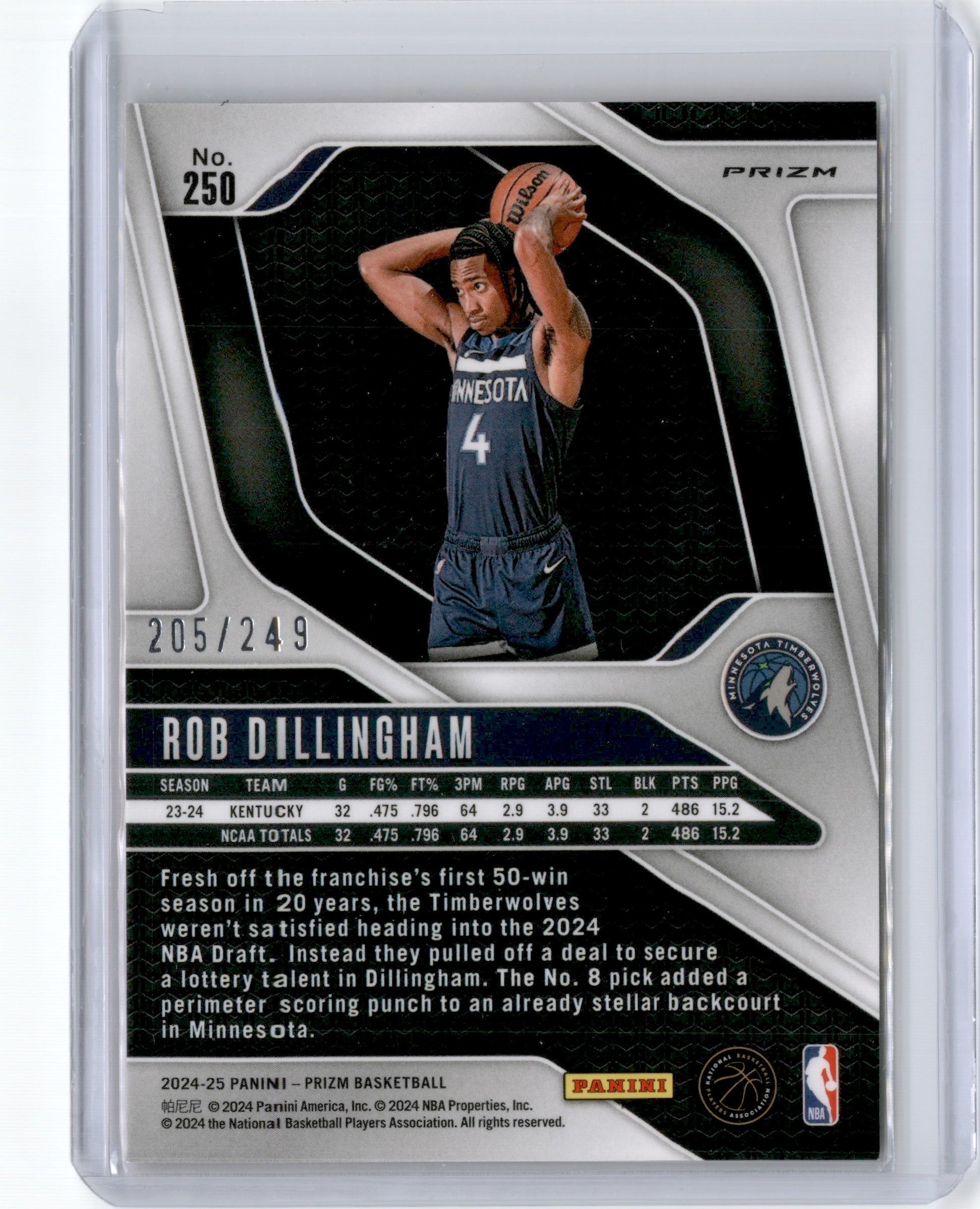 2024 PRIZM ROB DILLINGHAM PINK PRIZM RC /249