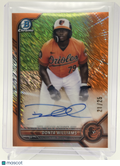 2022 BOWMAN CHROME DONTA WILLIAMS CHROME PROSPECT AUTO ORANGE SHIMMER /25 RC