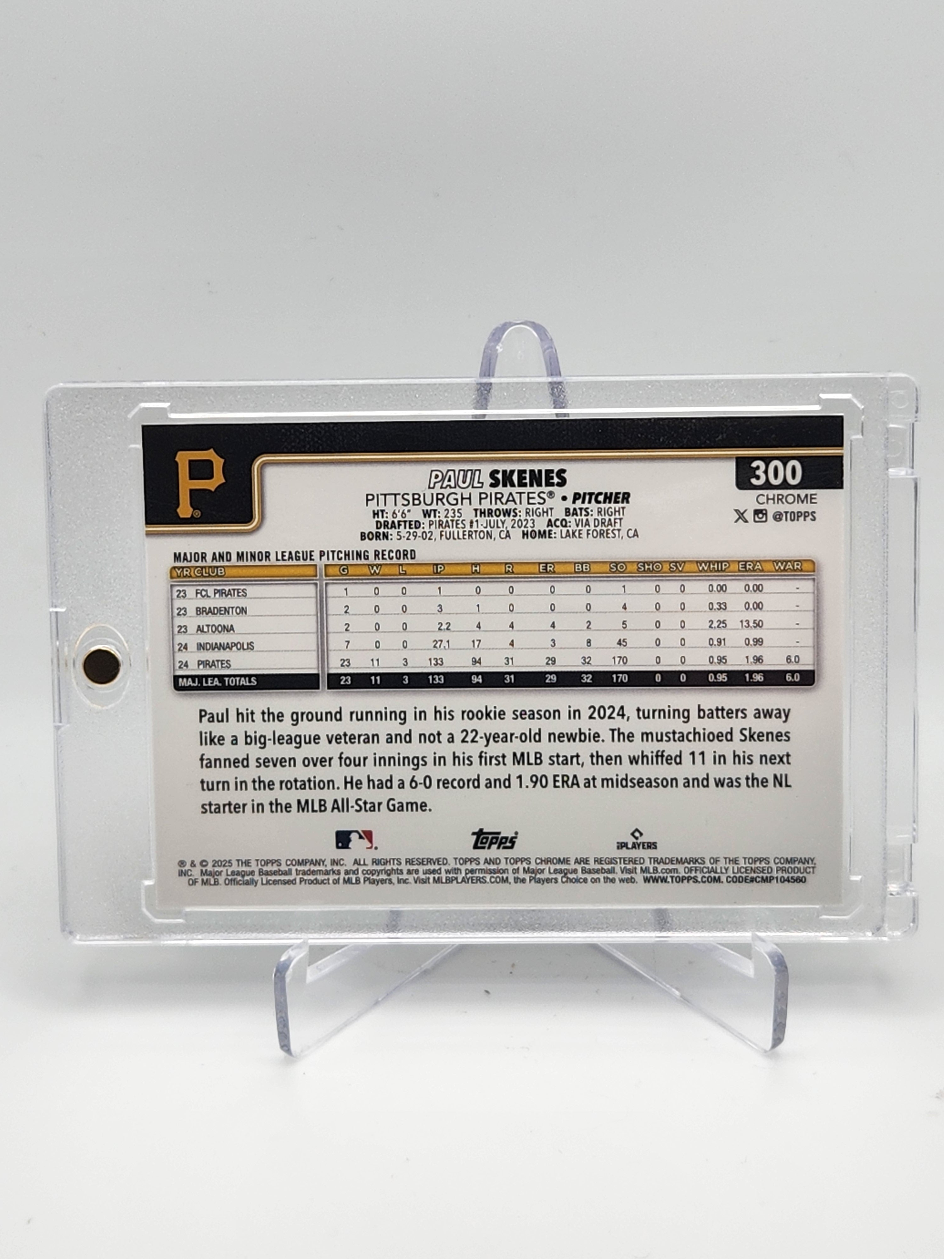 2025 TOPPS CHROME LOGOFRACTOR PAUL SKENES IMAGE VARIATION SP