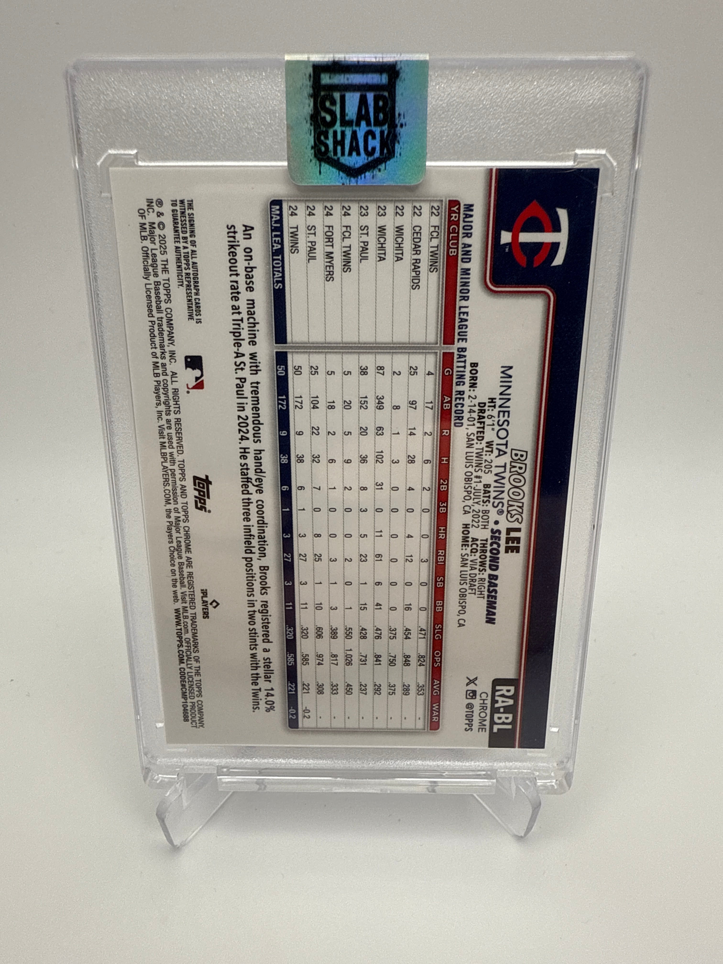 2025 TOPPS CHROME BROOKS LEE PURPLE SPECKLE REFRACTOR AUTO /299 RC