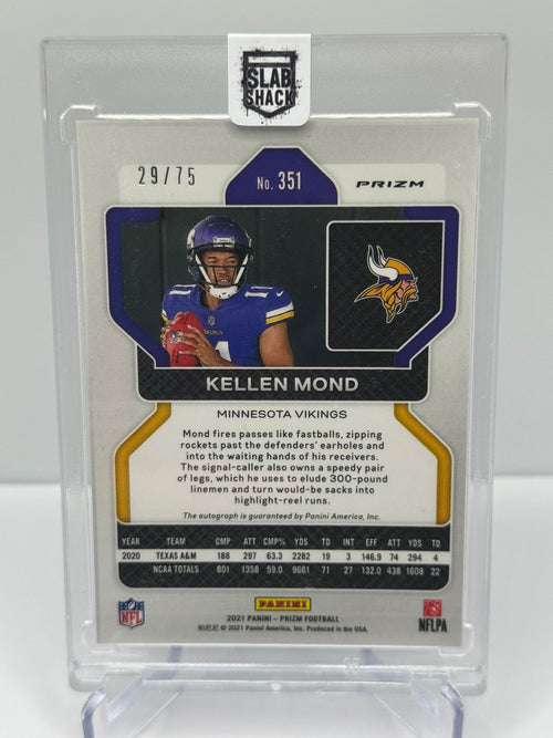 2021 PRIZM KELLEN MOND GREEN SCOPE /75 AUTO RC ROOKIE VIKINGS