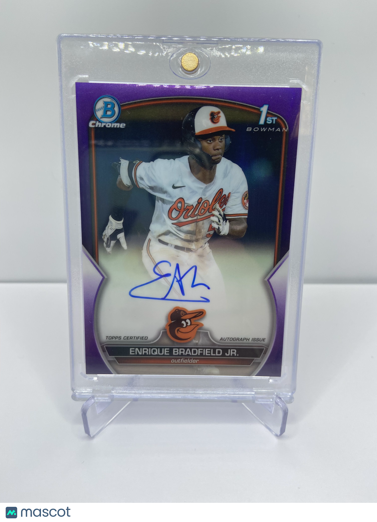 2023 BOWMAN DRAFT ENRIQUE BRADFIELD JR. PURPLE /250 1ST CHROME PROSPECT AUTO RC