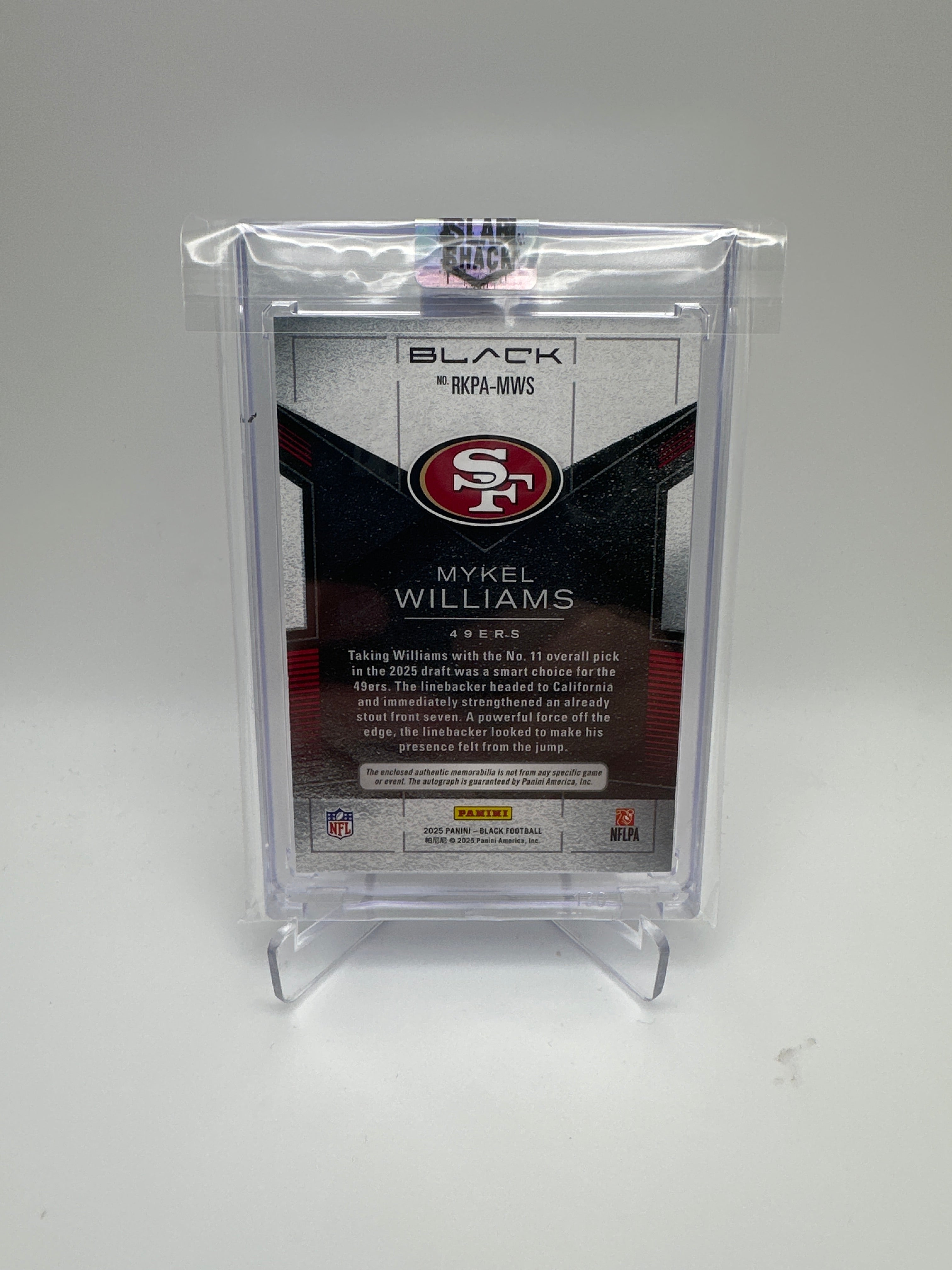 2025 BLACK MYKEL WILLIAMS ROOKIE PATCH AUTOGRAPH /249