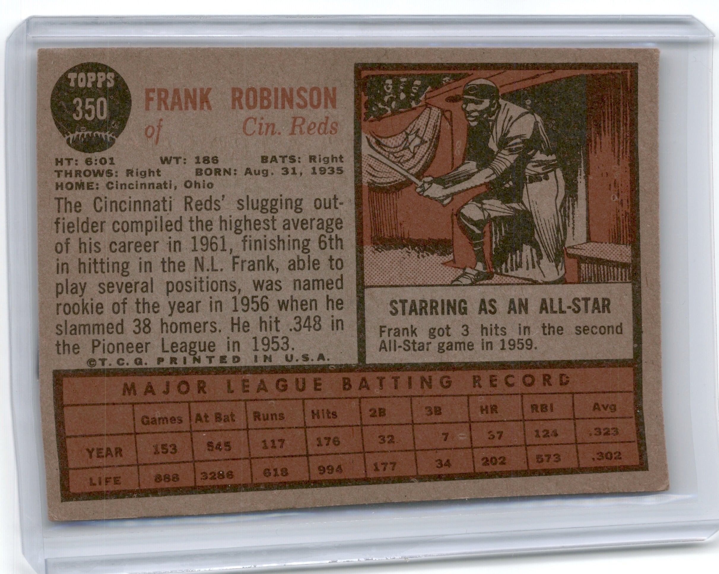 1962 TOPPS FRANK ROBINSON #350