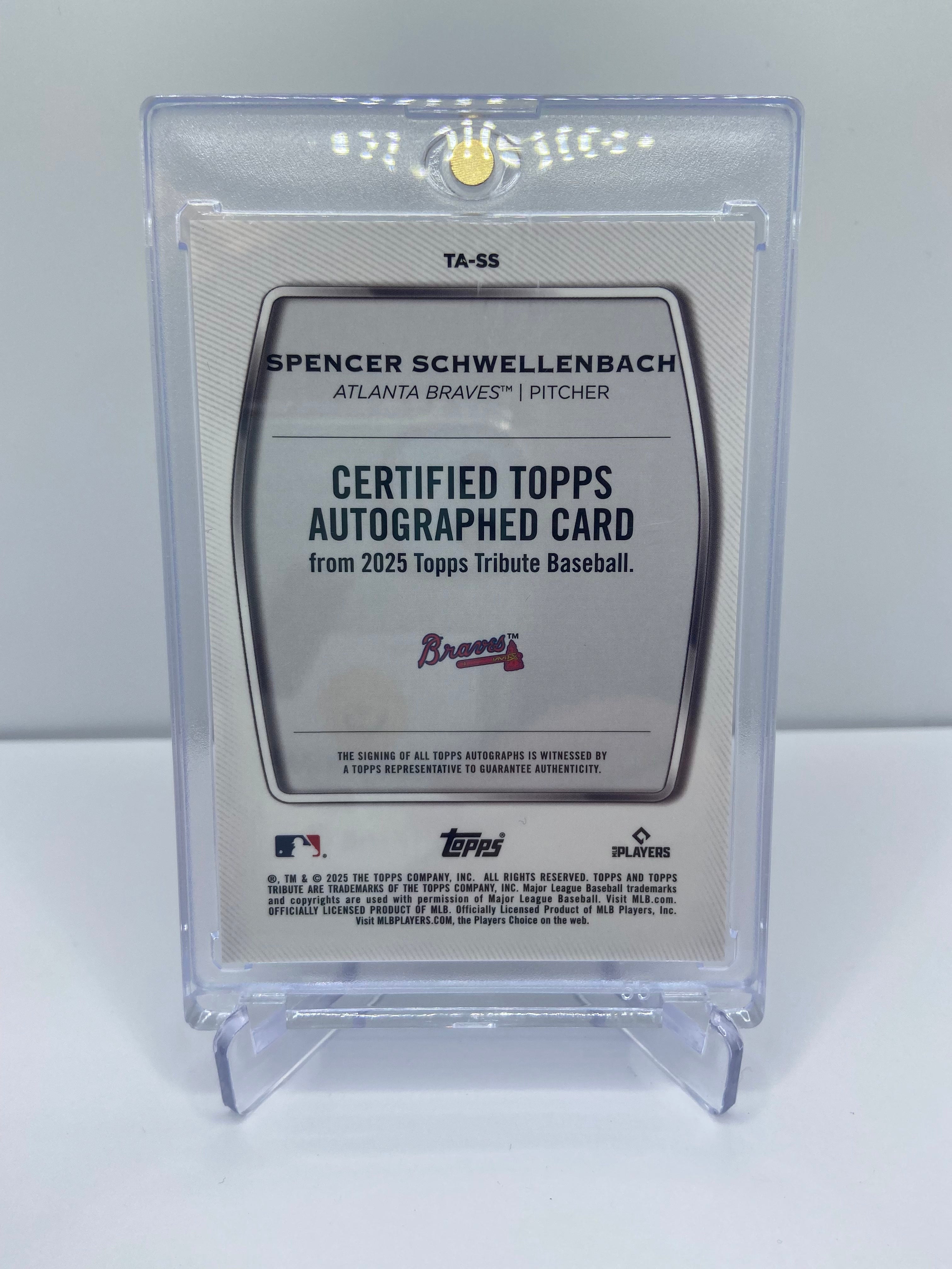 2025 TOPPS TRIBUTE SPENCER SCHWELLENBACH BLUE AUTO /150 ROOKIE RC BRAVES