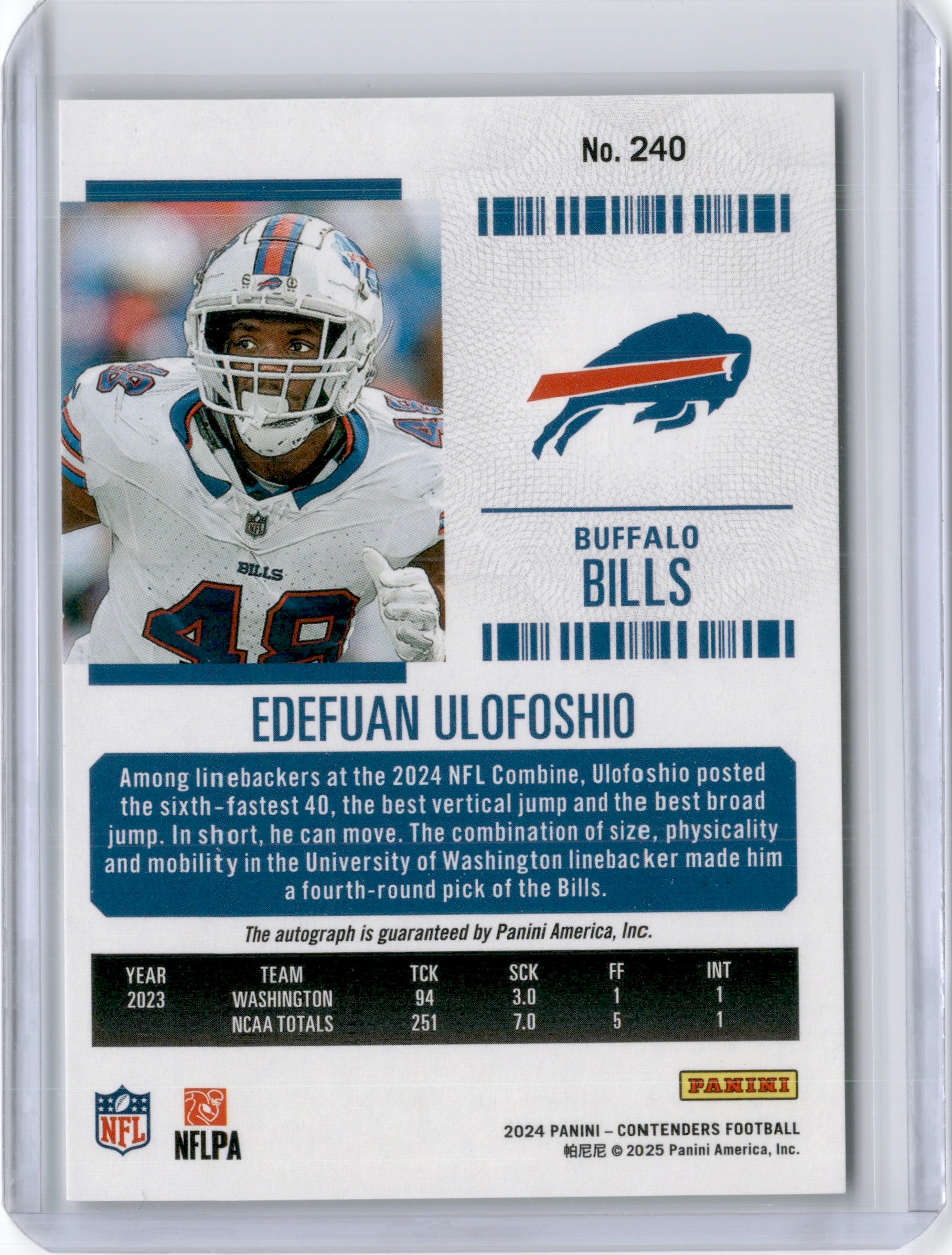 2024 EDEFUAN ULOFOSHIO CONTENDERS ROOKIE TICKET AUTO RC /149