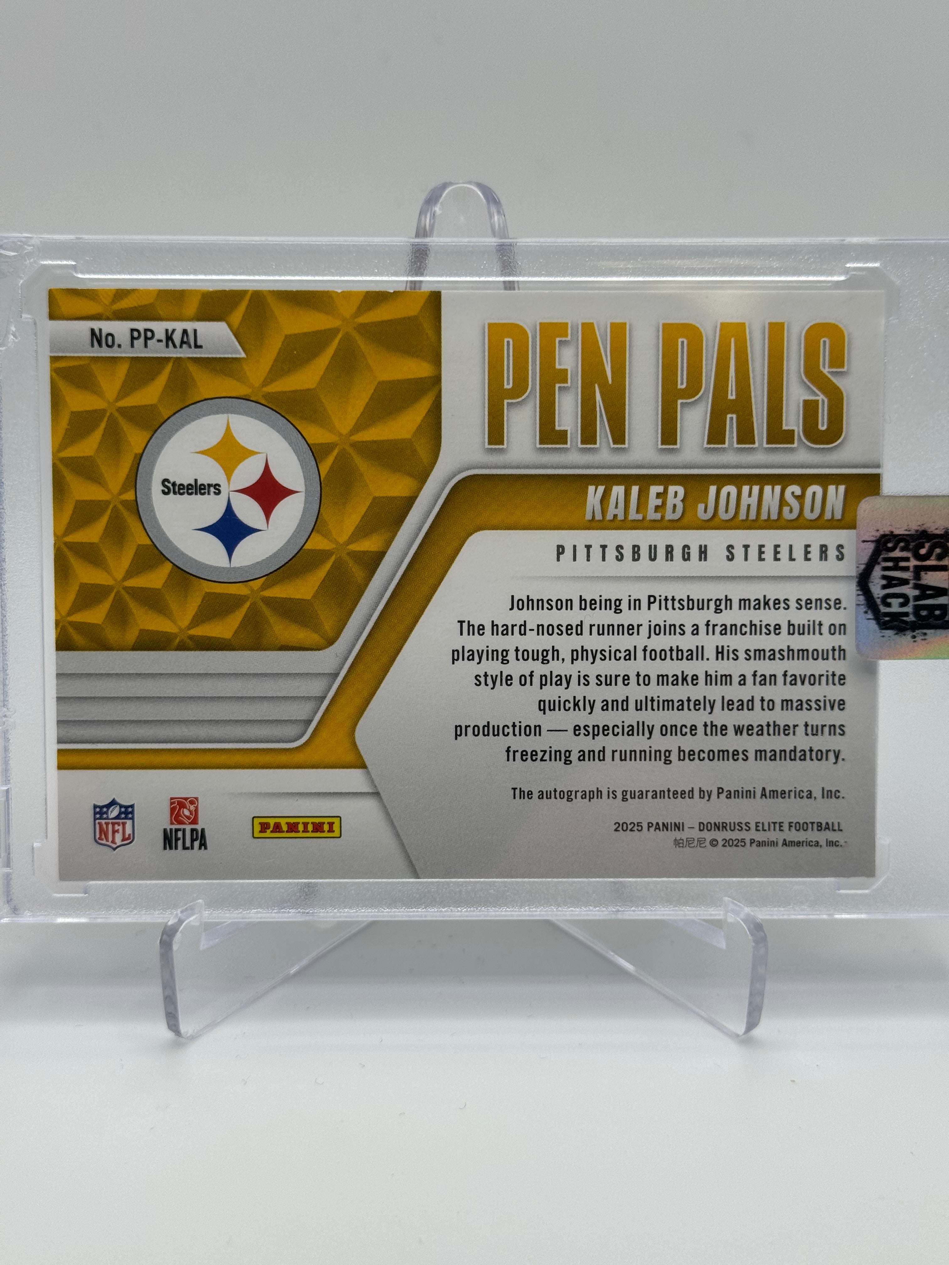 2025 DONRUSS ELITE KALEB JOHNSON PEN PALS BLUE INK AUTO ROOKIE RC