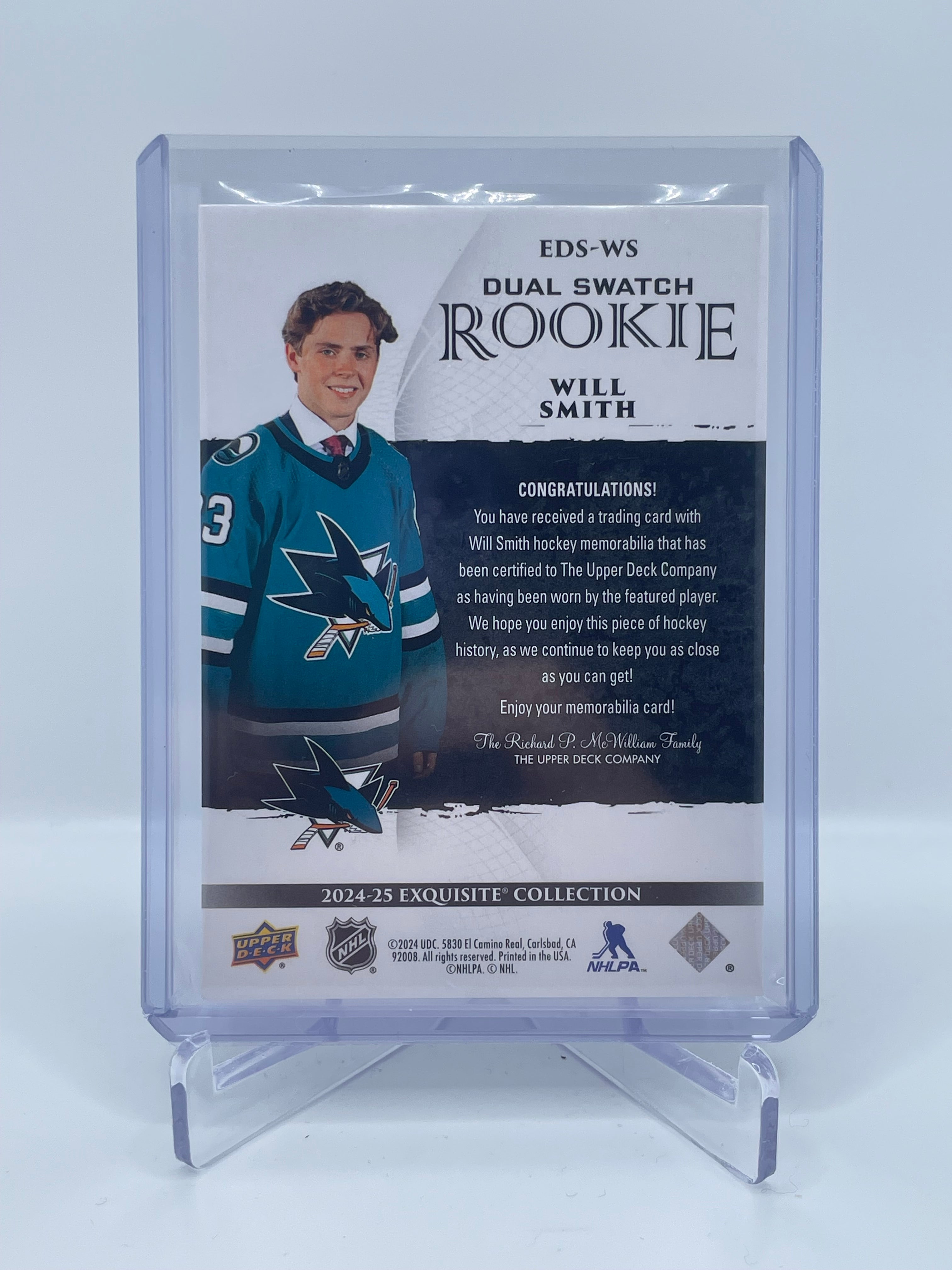 2025 UPPER DECK BLACK DIAMOND WILL SMITH EXQUISITE DUAL SWATCH RC /25 RC ROOKIE