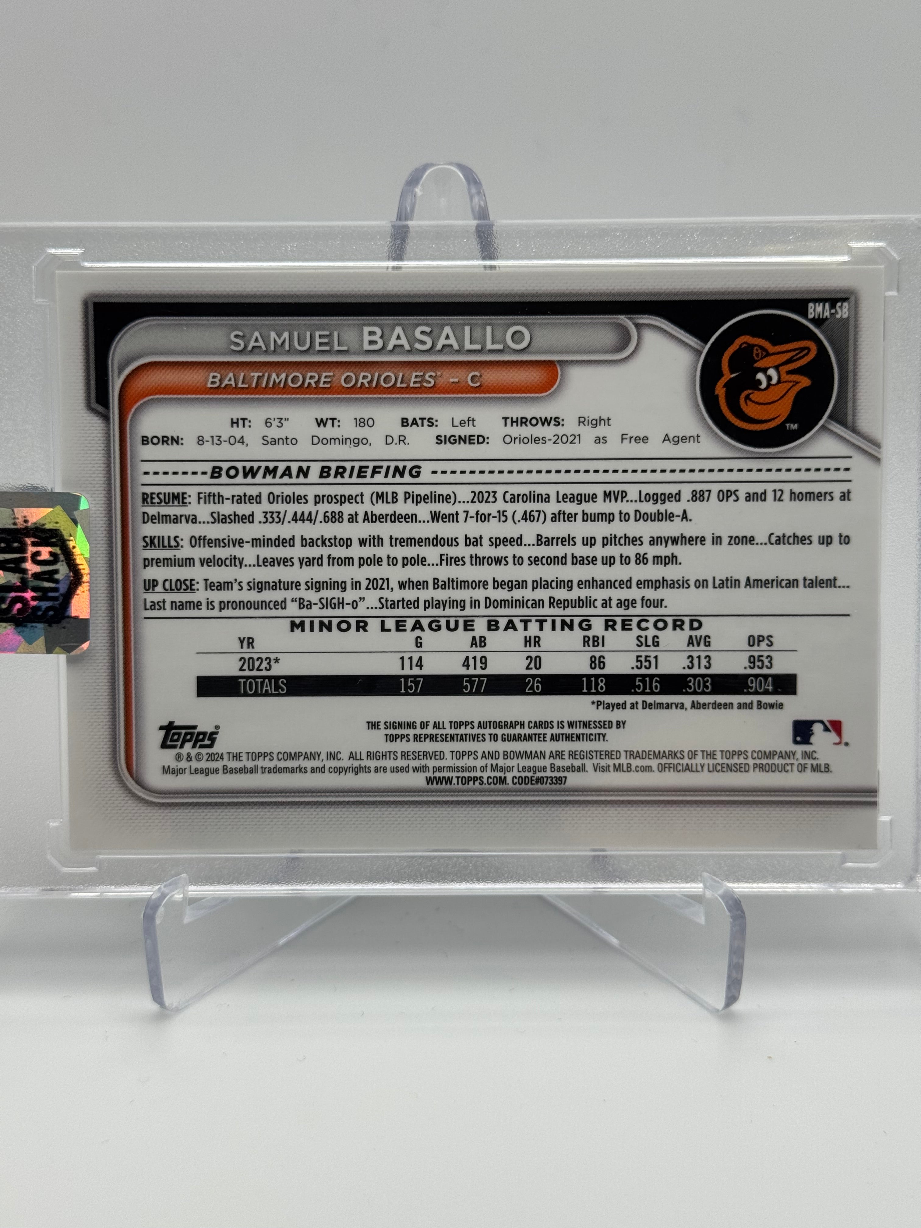 2024 BOWMAN MEGA BOX SAMUEL BASALLO REFRACTOR CHROME PROSPECT AUTO RC