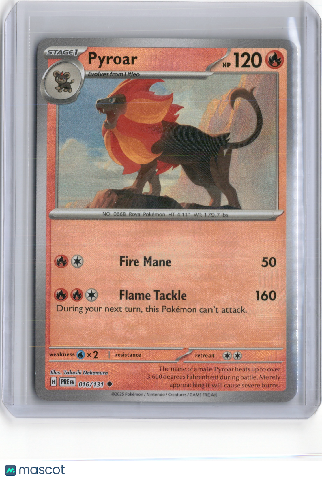 2025 PRISMATIC EVOLUTIONS PYROAR (A) MASTERBALL REVERSE HOLO #016/131