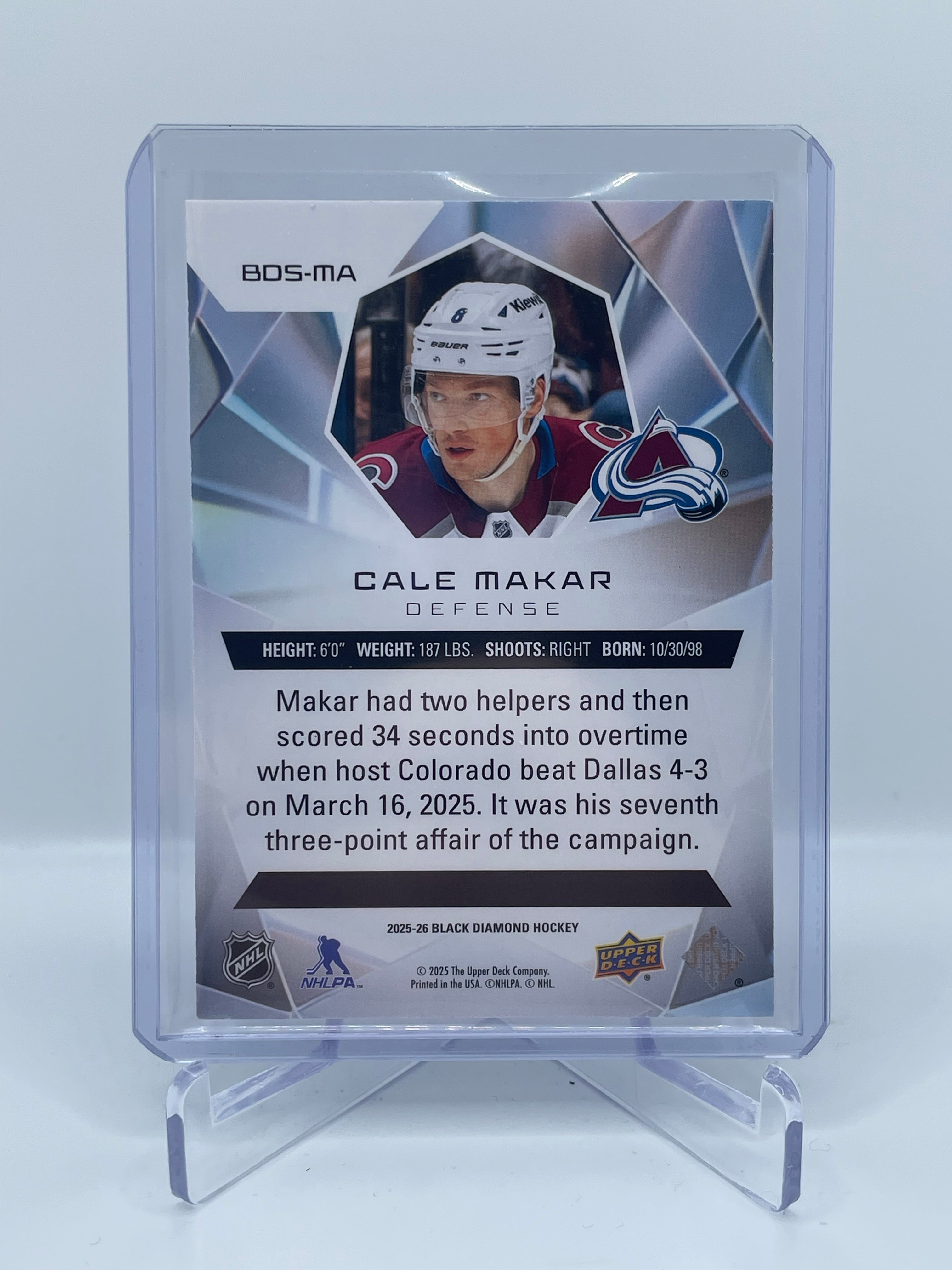 2025 UPPER DECK BLACK DIAMOND CALE MAKAR DIAMOND STARS /249