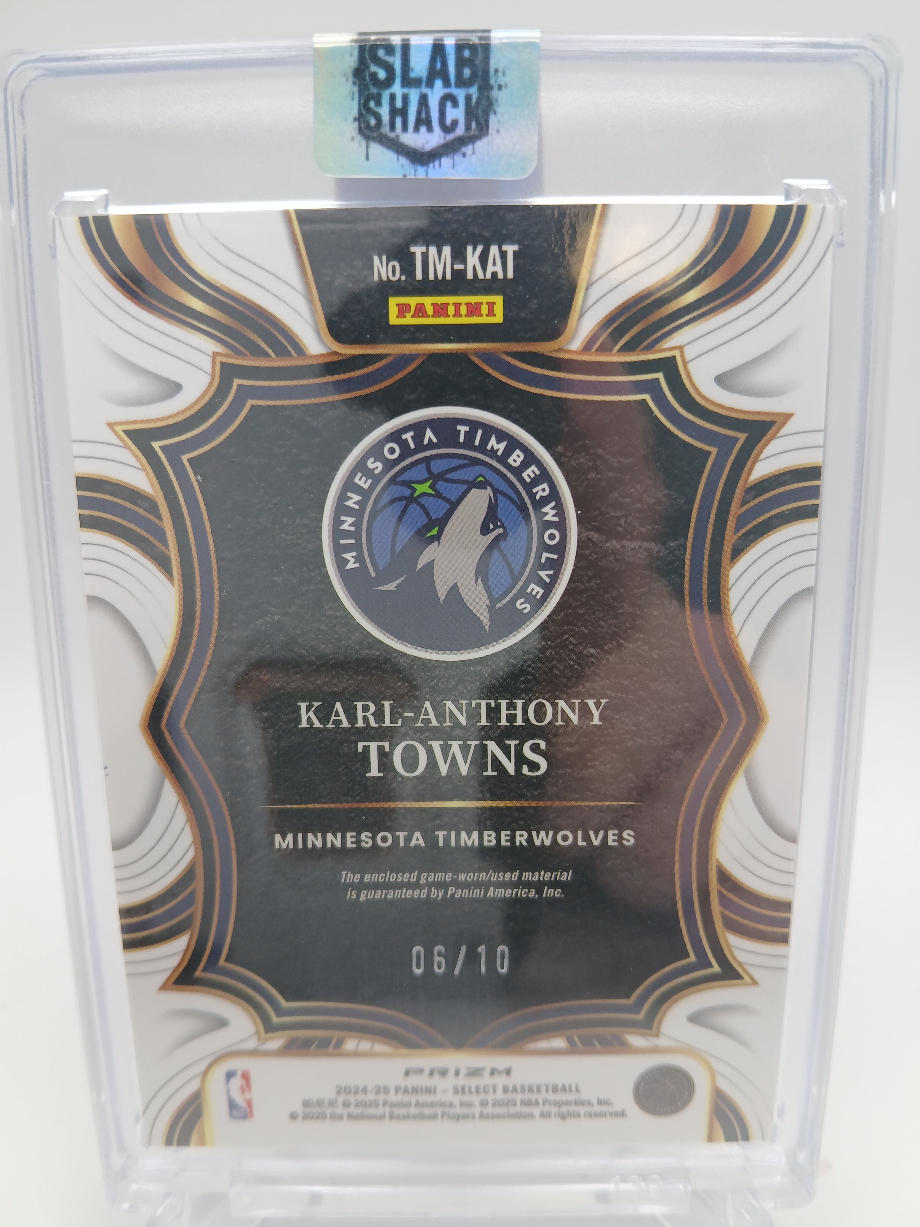 2024 SELECT KARL ANTHONY TOWNS GOLD PRIZM GAME WORN PATCH /10