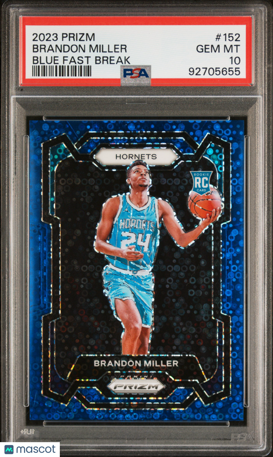 2023 Panini Prizm ROOKIE Brandon Miller #152 Blue Fast Break /150 RC PSA 10